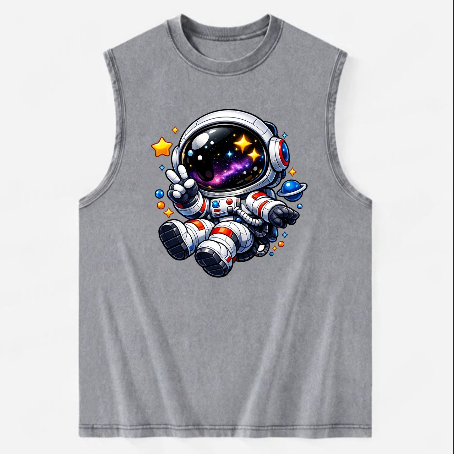 Space Explorer - Vintage Washed Tank - Grey