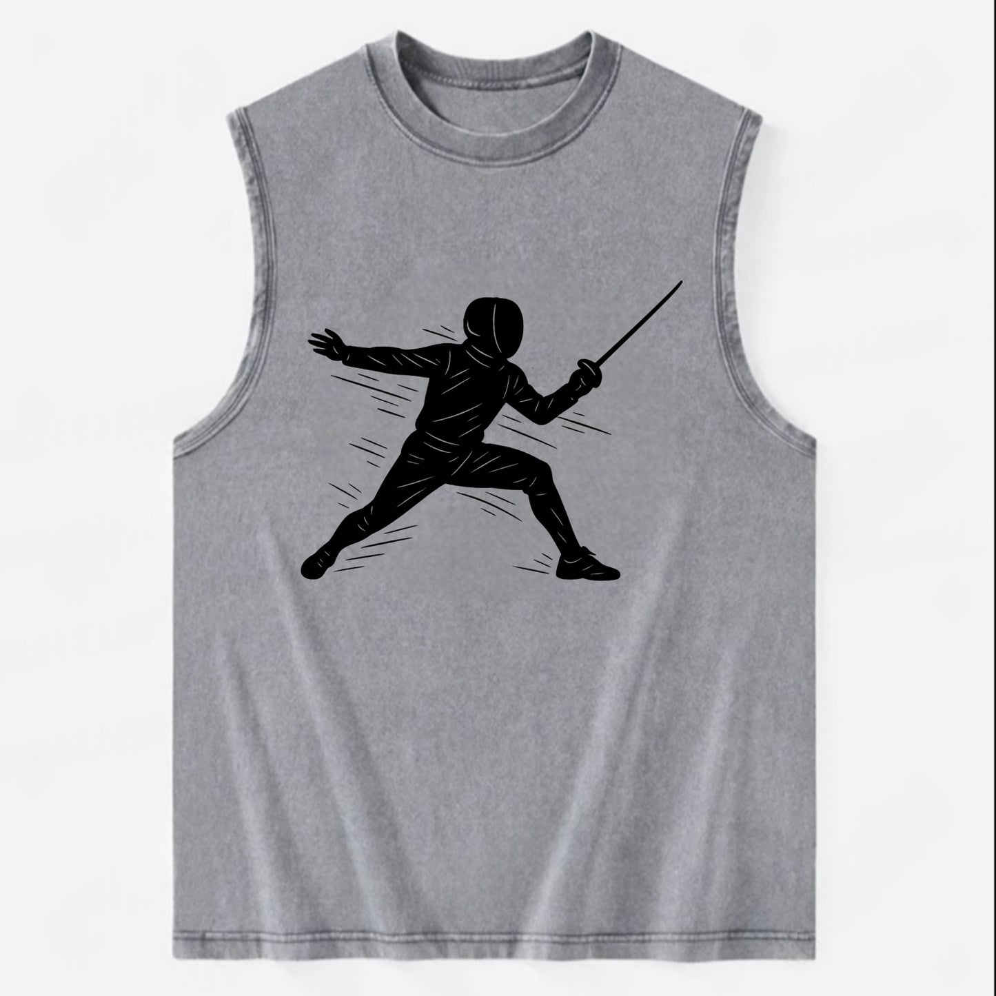 Fencer lunging attack position - Vintage Washed Tank - Grey