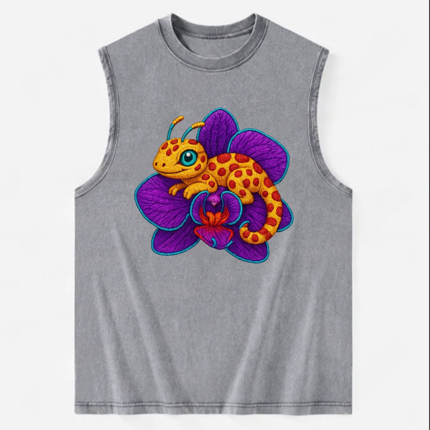 Leopard Orchid - Vintage Washed Tank - Grey