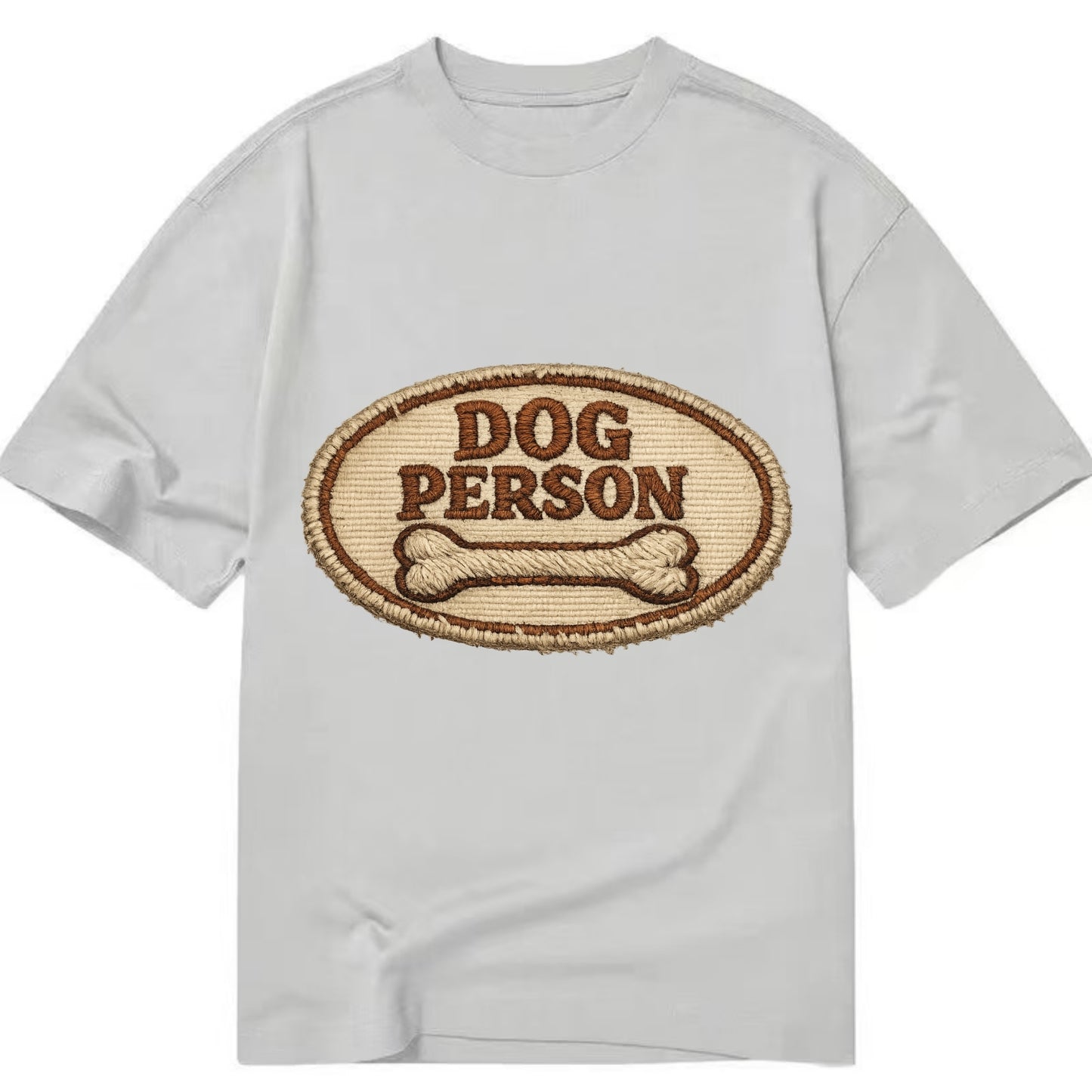 DOG PERSON - simple text with bone in brown , team dog - Classic T-shirt - Grey