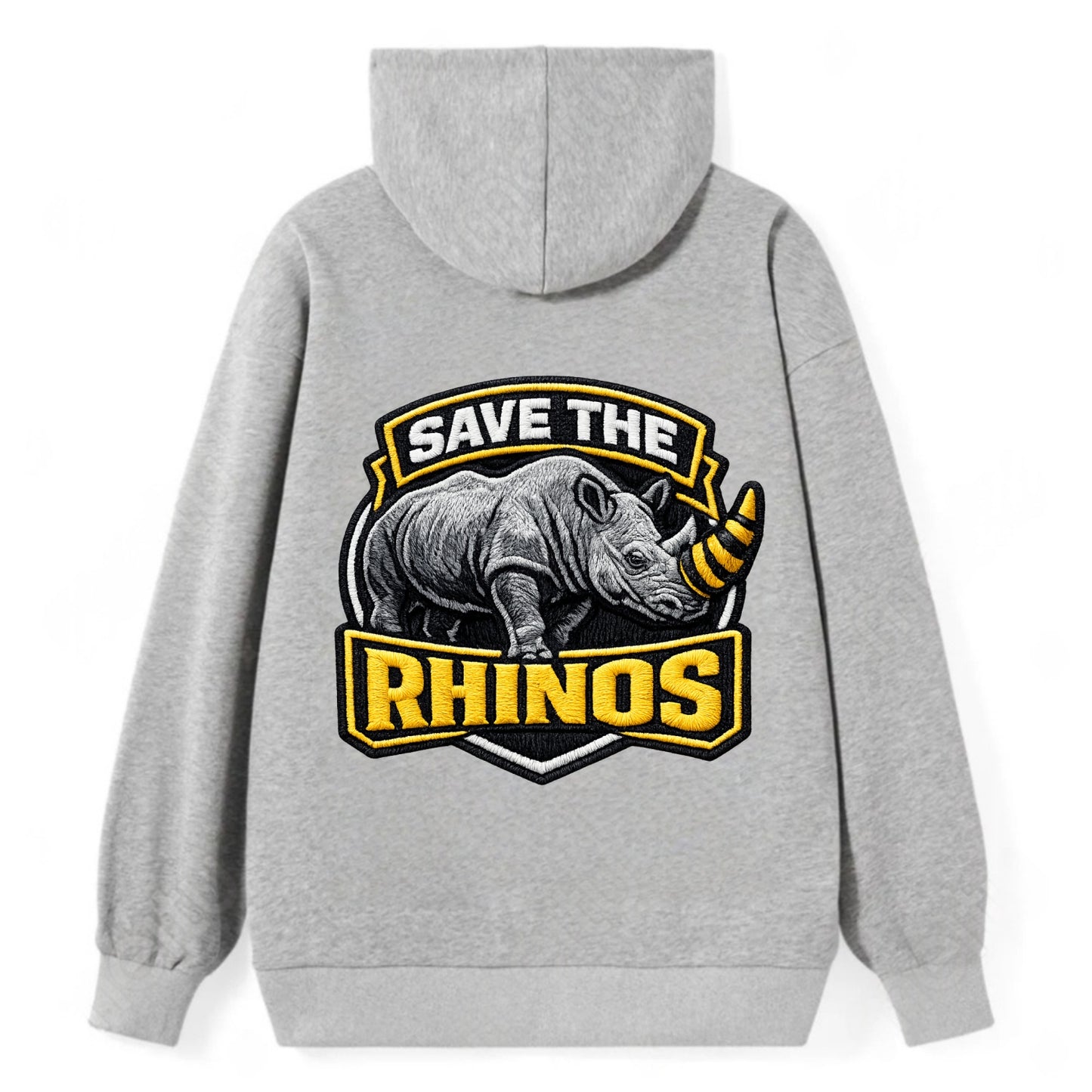 SAVE THE RHINOS - rhino silhouette in gray , horn protection - Classic Pullover Hoodie - Grey