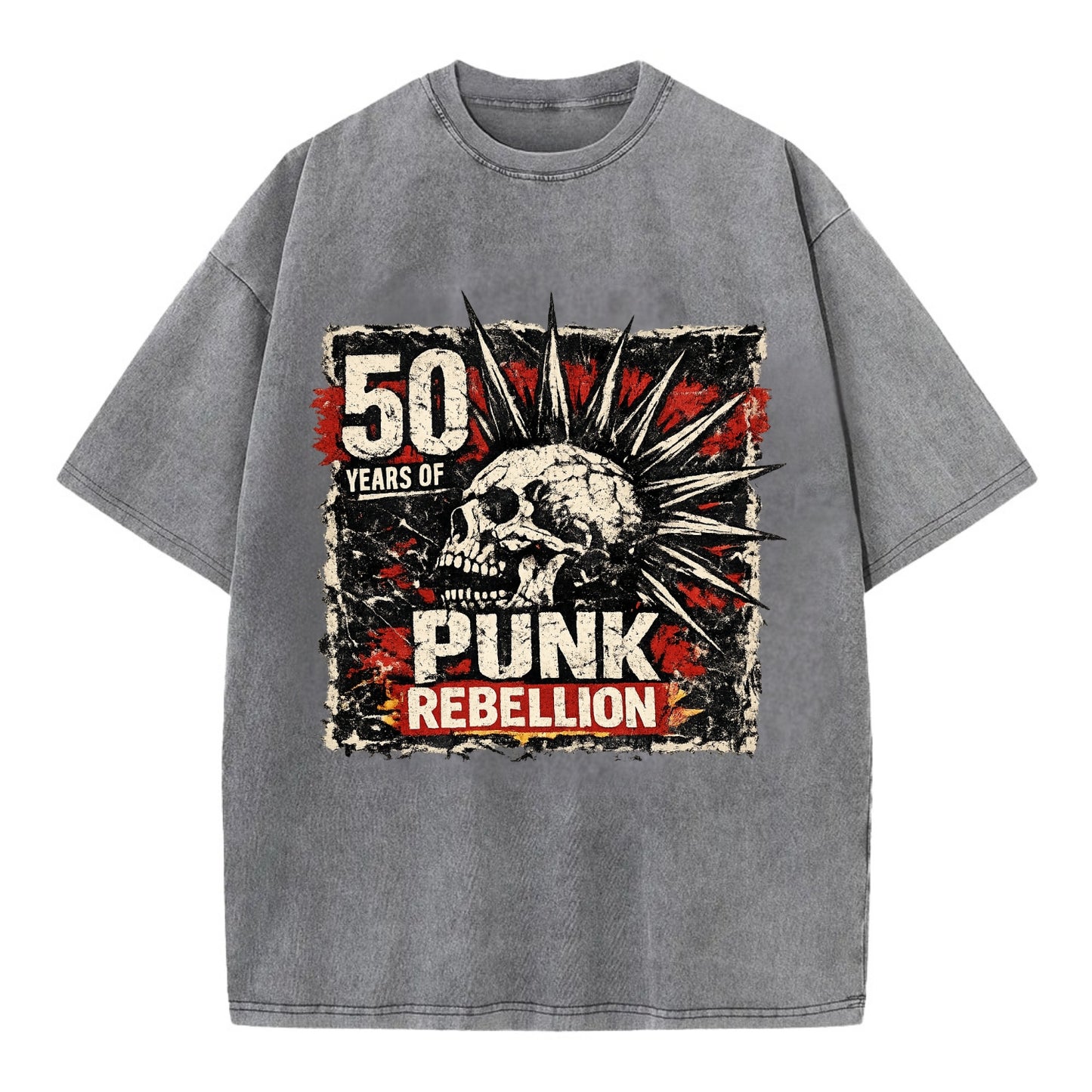 MOHAWK RISING | Spiked hair silhouette | Liberty spikes | Punk identity | Tribal - Vintage T-shirt - Grey