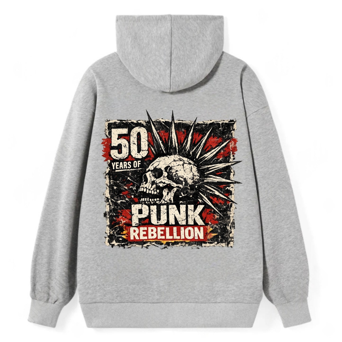 MOHAWK RISING | Spiked hair silhouette | Liberty spikes | Punk identity | - Classic Pullover Hoodie - Grey