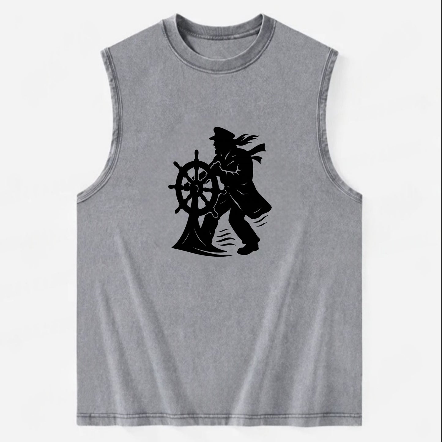 Sailor with ship wheel - Vintage Washed Tank - Grey