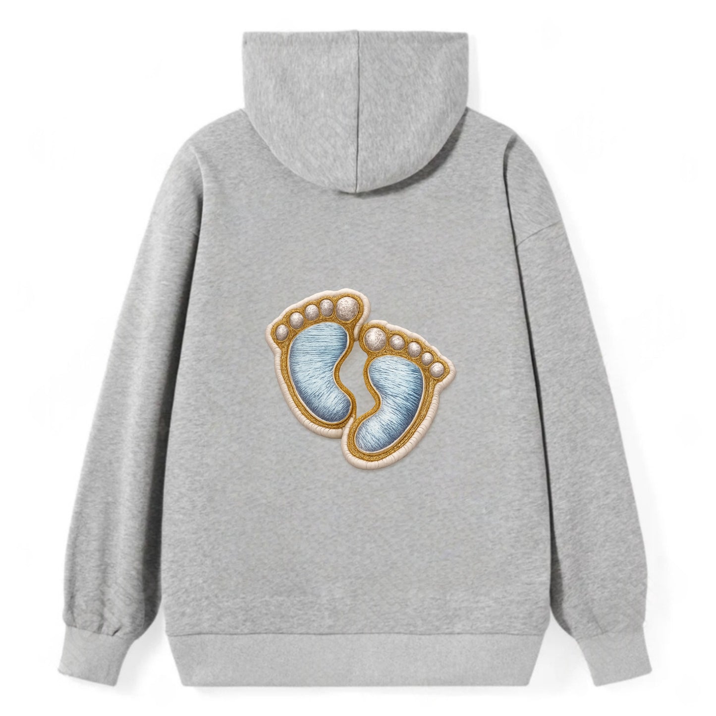 BABY FOOTPRINTS - tiny feet in pink or blue , newborn - Classic Pullover Hoodie - Grey
