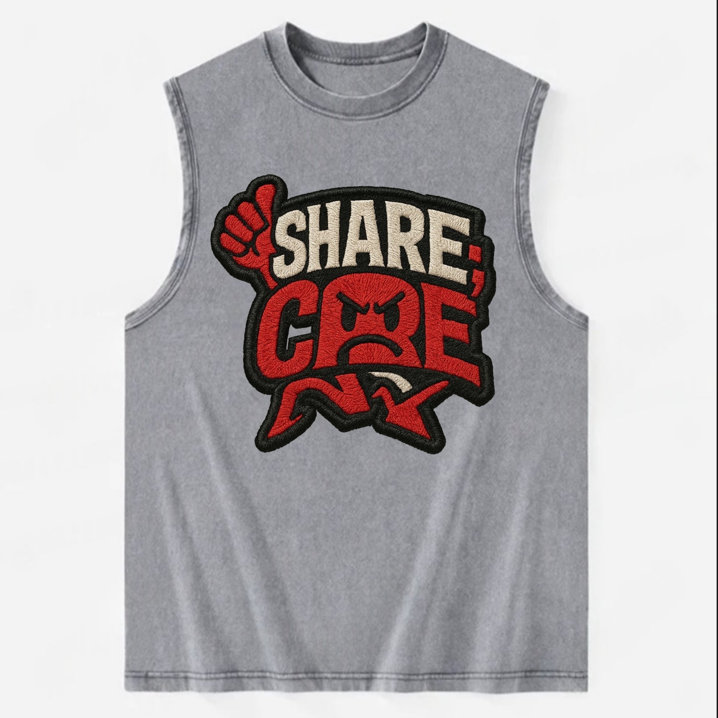 SHARE;CARE TOO MUCH Oversharer Green Hat - Vintage Washed Tank - Grey
