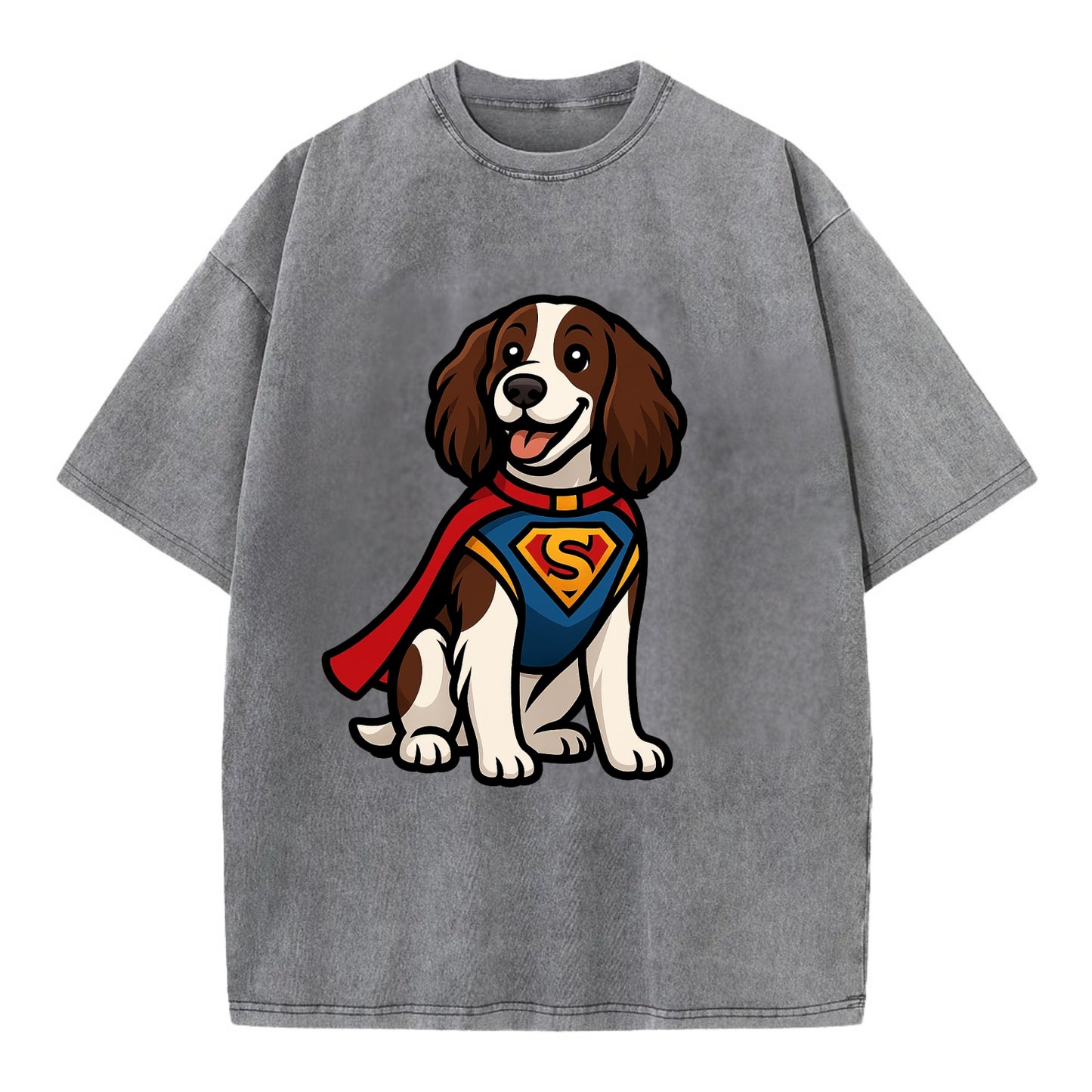 Springer Spaniel Friendly Hero - Vintage T-shirt - Grey
