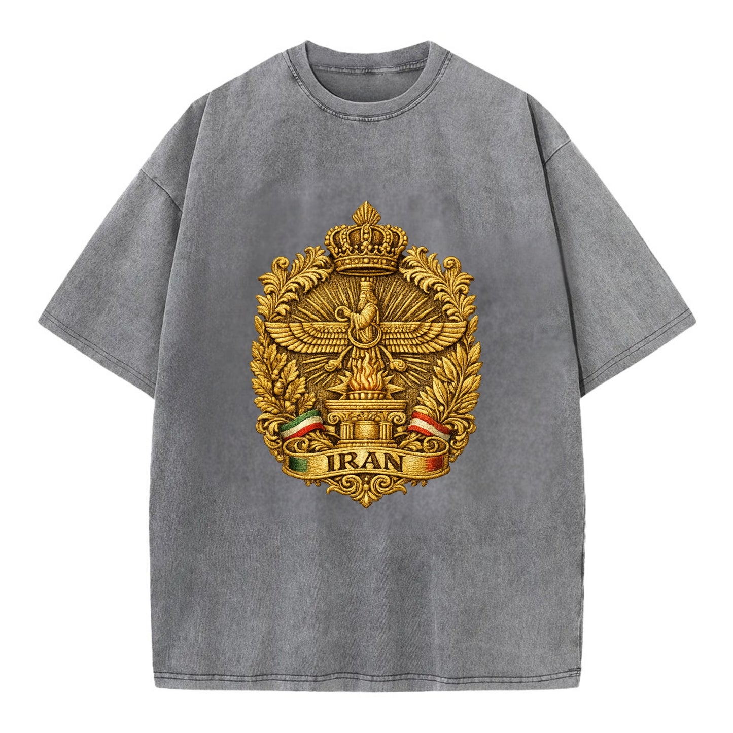 Iran Fire Temple Emblem - Vintage T-shirt - Grey