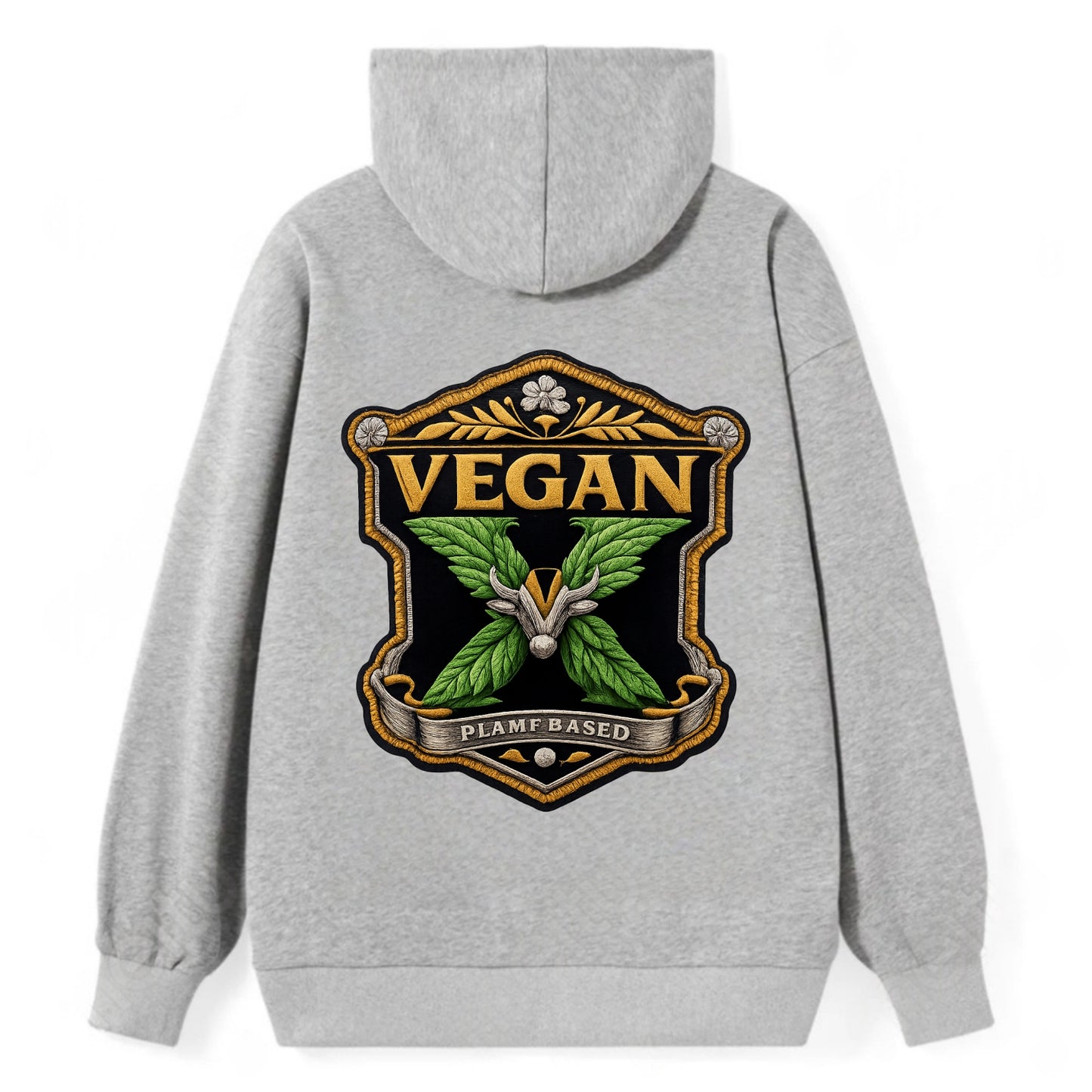 VEGAN X - plant-based symbol in green , animal rights - Classic Pullover Hoodie - Grey