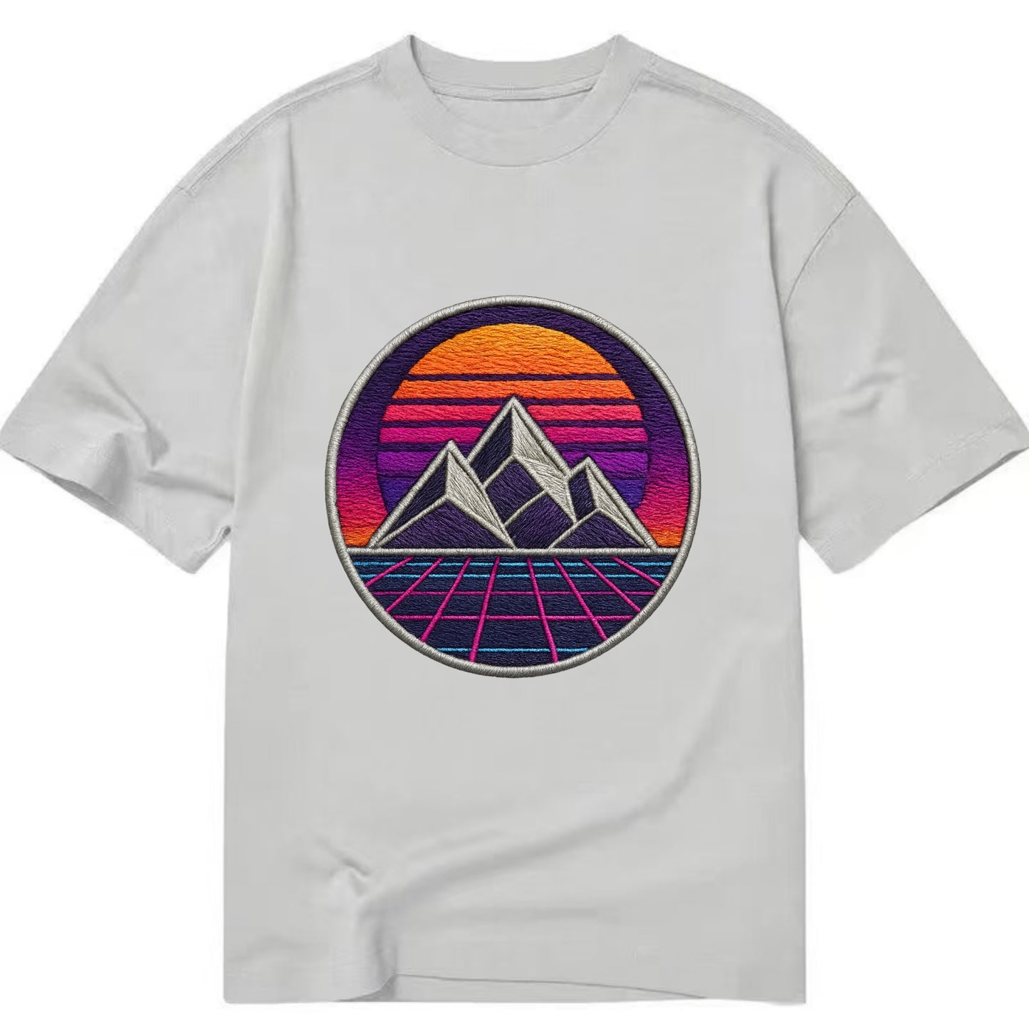 Retrowave Mountains - Classic T-shirt - Grey