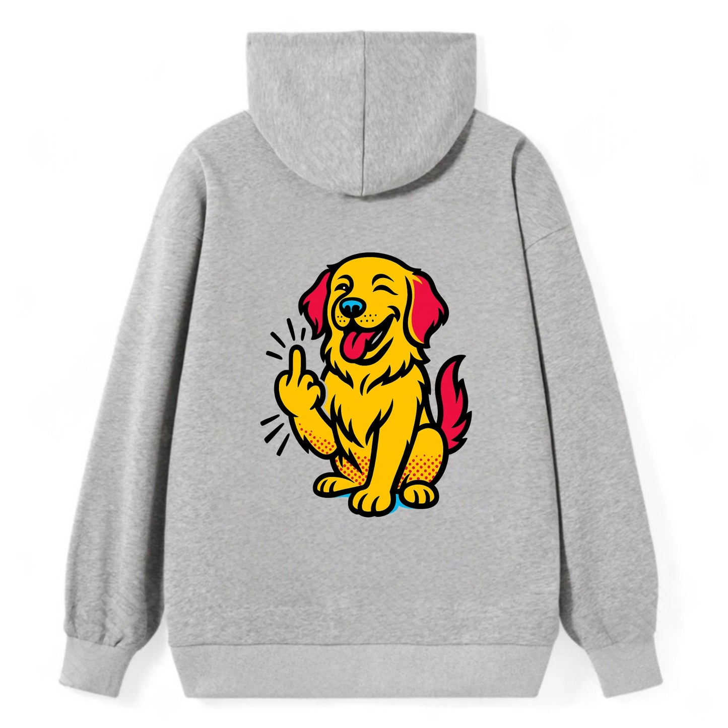 Golden Retriever with happy smile and golden coat, fluffy paw raised - Classic Pullover Hoodie - Grey
