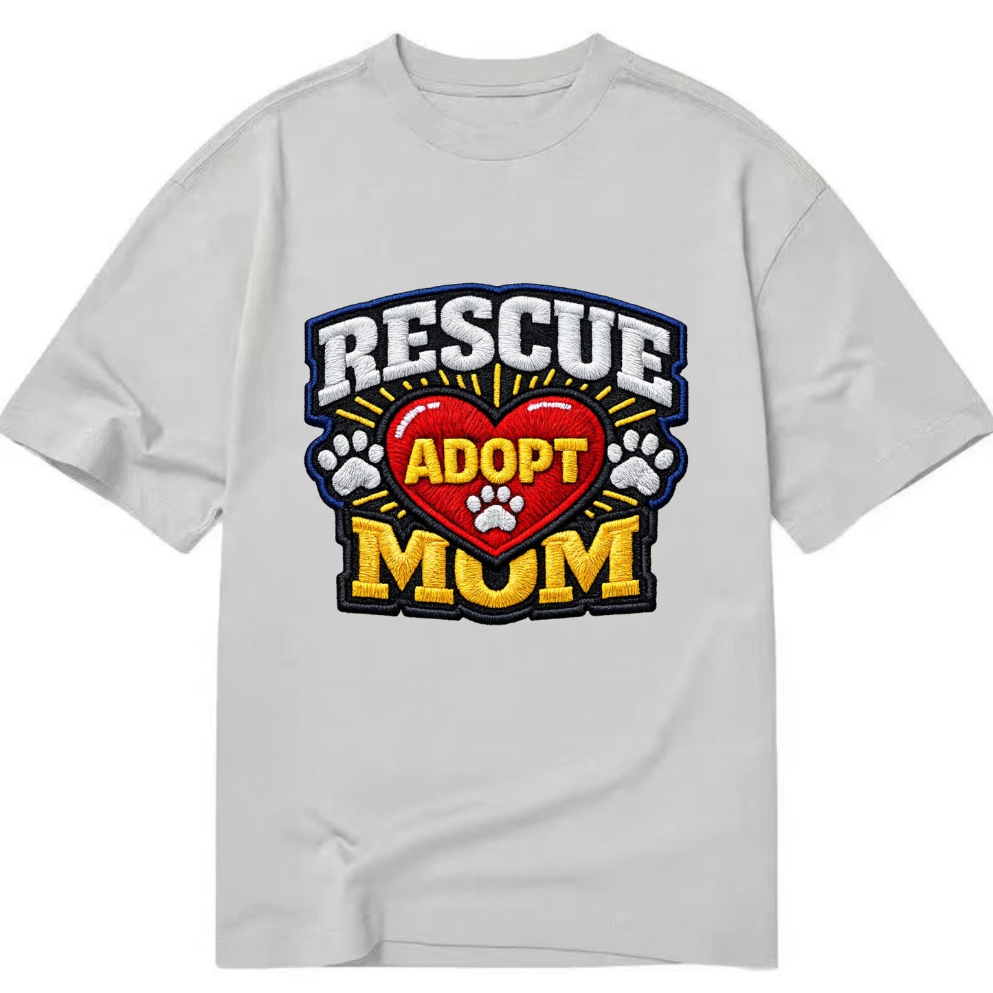 RESCUE MOM - heart with ADOPT text in red , shelter advocate - Classic T-shirt - Grey