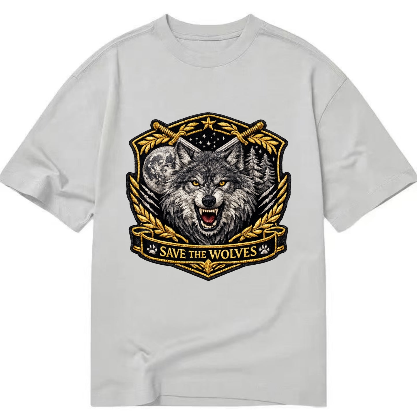 SAVE THE WOLVES - wolf moon in gray , predator protection - Classic T-shirt - Grey