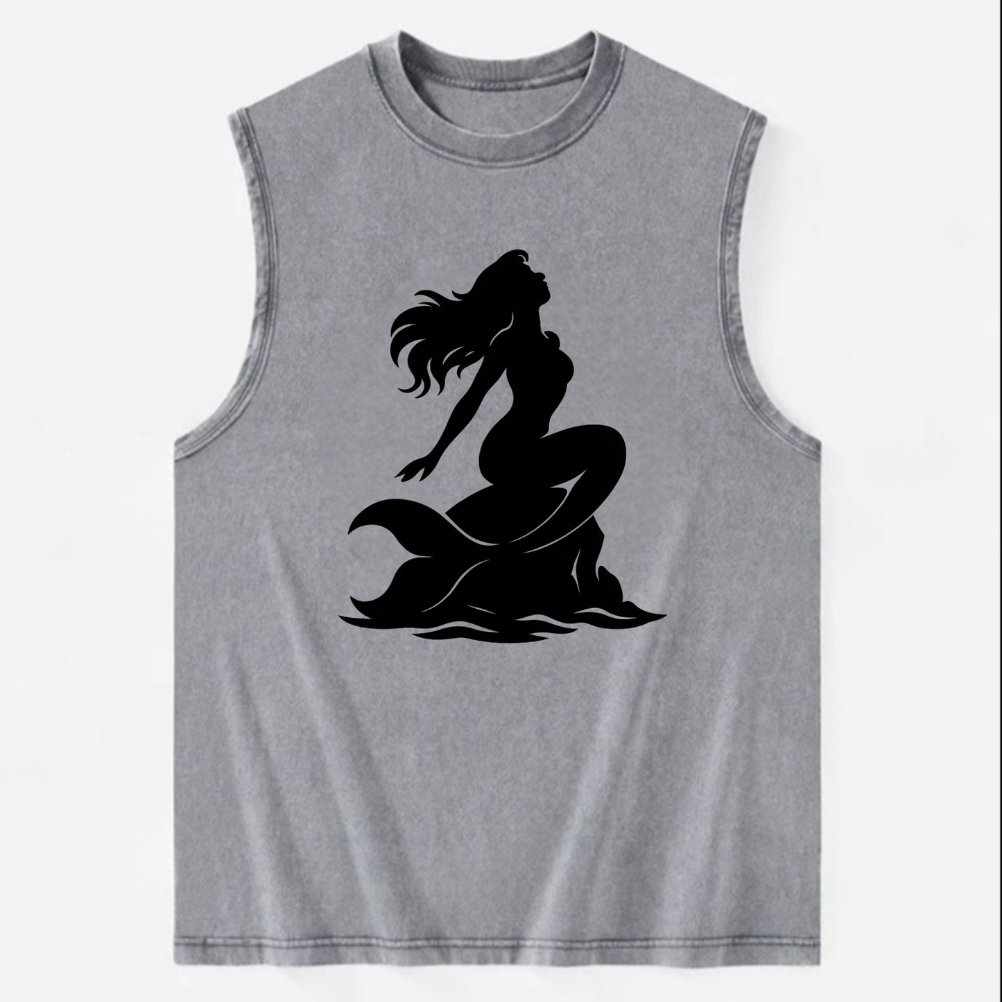 Mermaid on ocean rock - Vintage Washed Tank - Grey