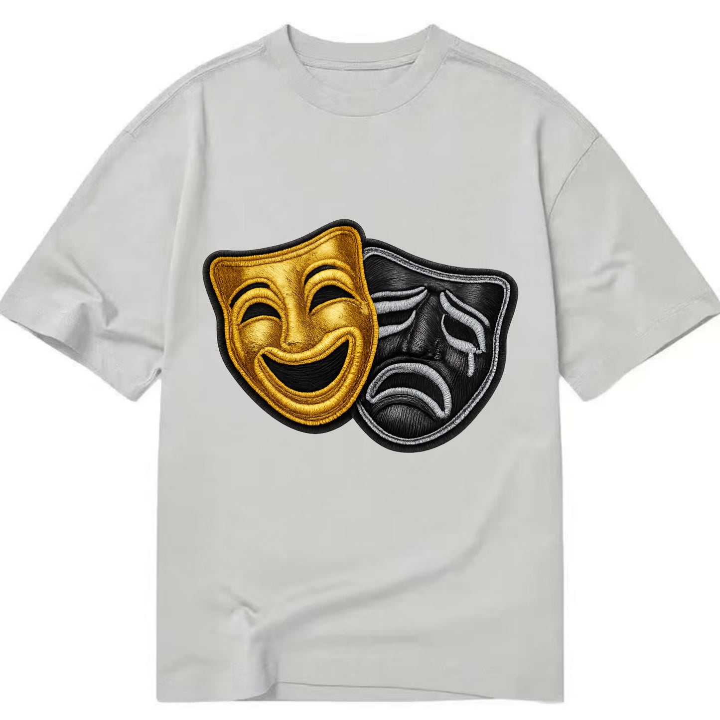 BROADWAY MASKS - comedy tragedy masks in gold and black , theater - Classic T-shirt - Grey