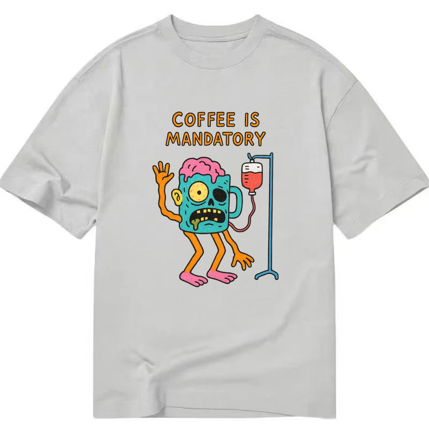 COFFEE IS MANDATORY | Zombie mug with IV drip - Classic T-shirt - Grey