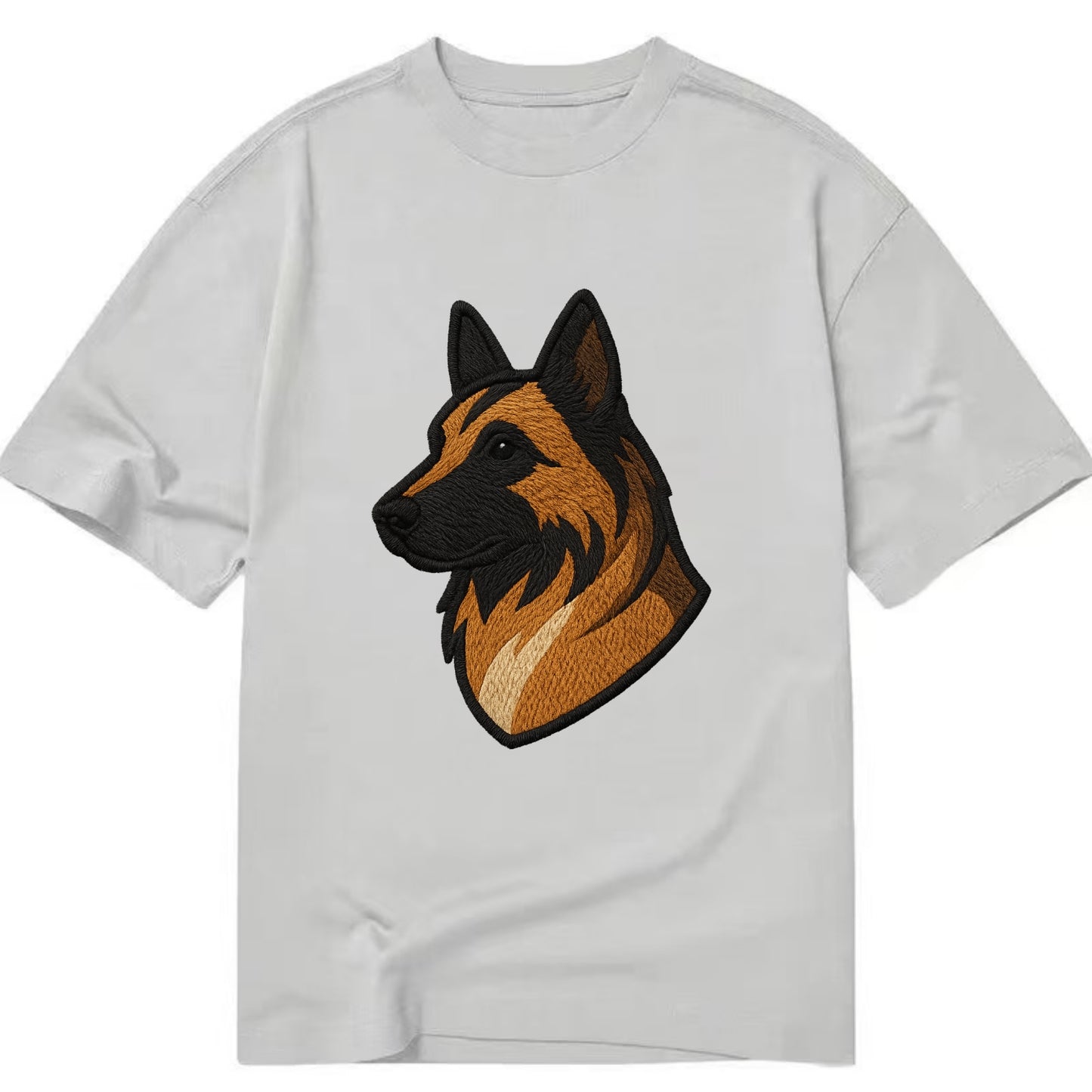 Belgian Tervuren - Fawn with black overlay embroidered design - Classic T-shirt - Grey