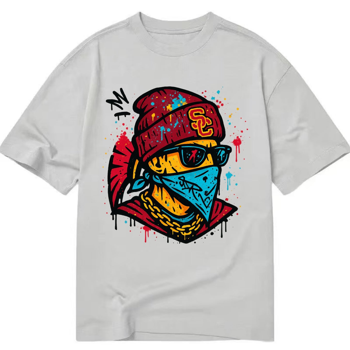 Los Angeles Trojan wearing USC beanie with SC patch - Classic T-shirt - Grey