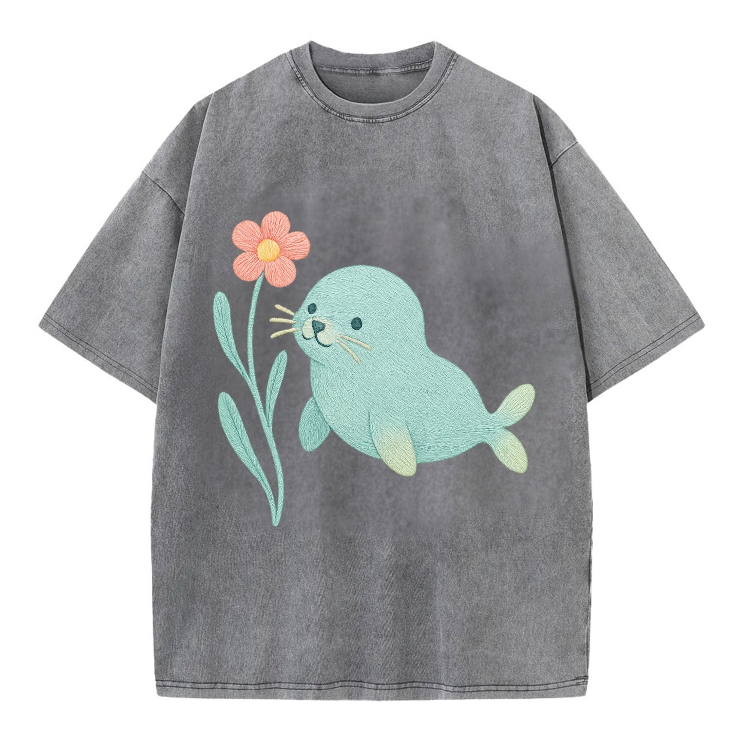 Mint Seal Pup - Vintage T-shirt - Grey