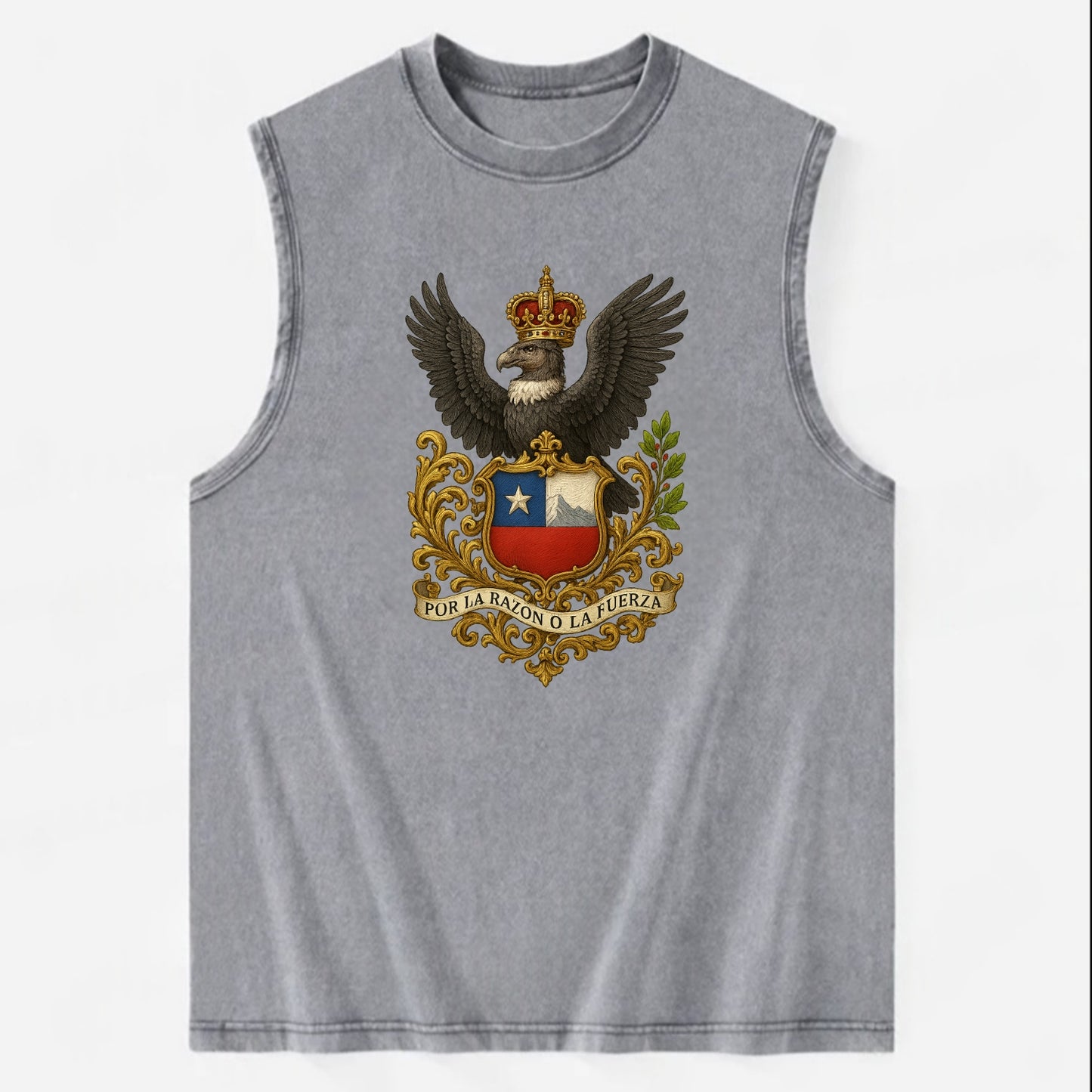 Chile Andean Condor Emblem - Vintage Washed Tank - Grey