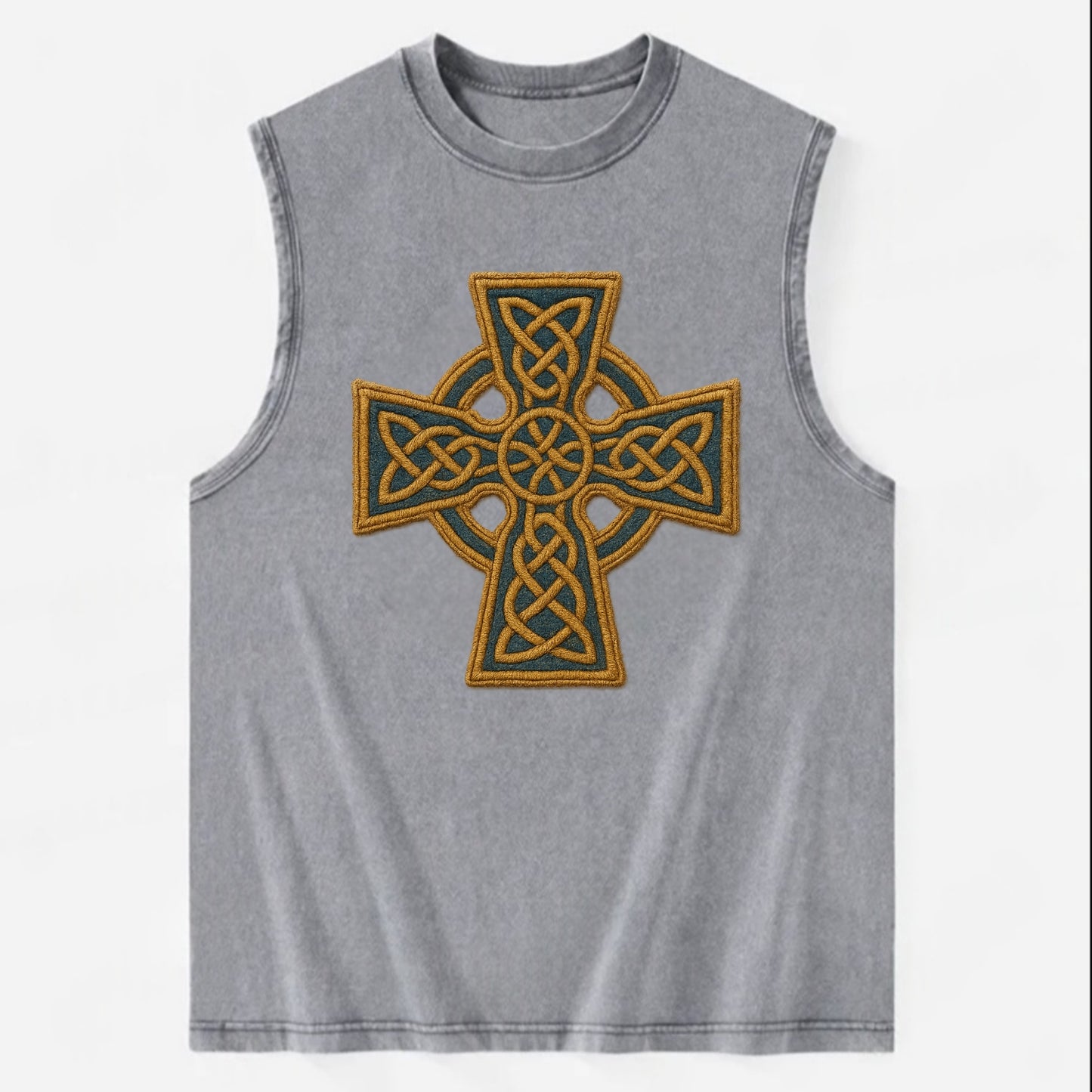 Book Of Kells Cross - Vintage Washed Tank - Grey