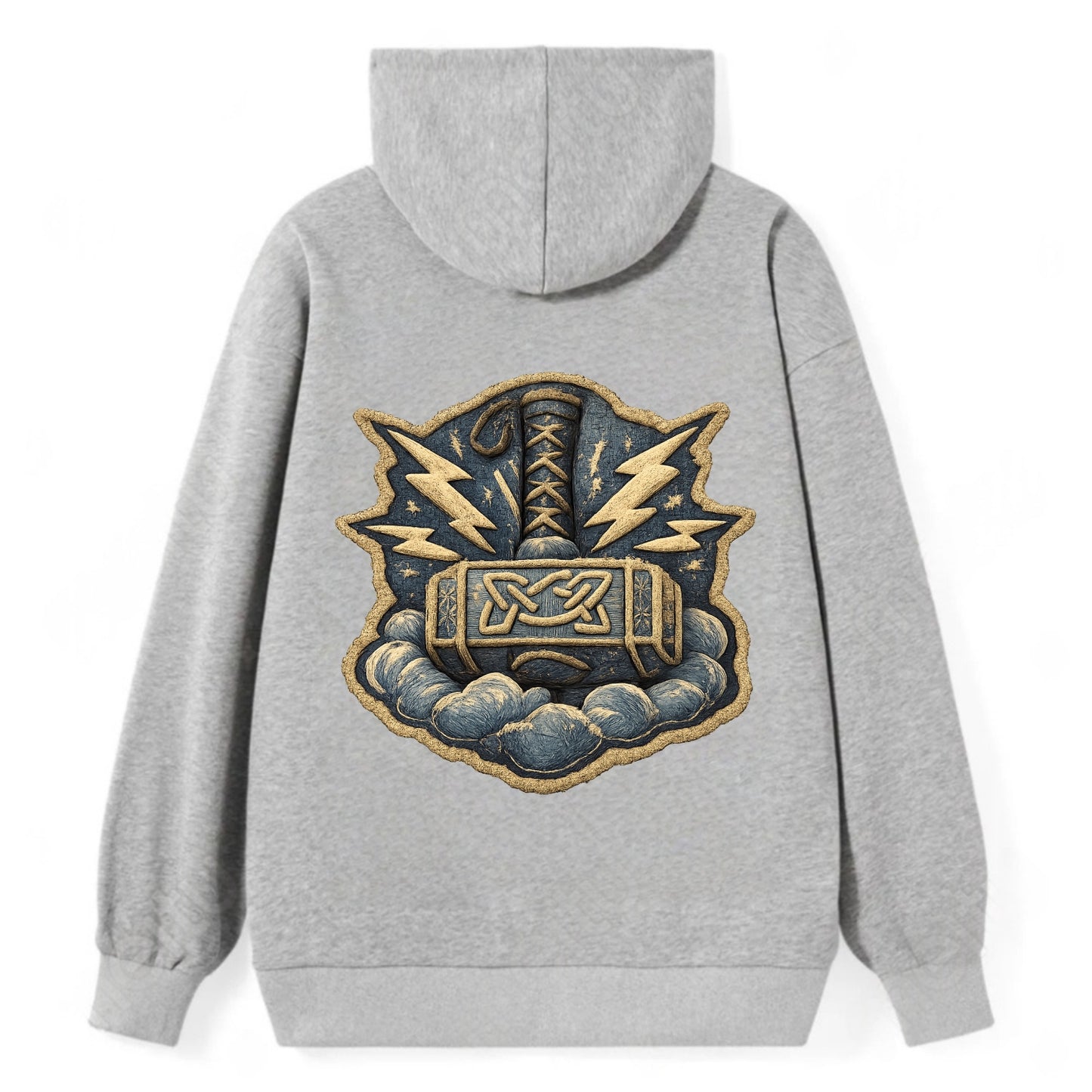 THOR HAMMER MJOLNIR - mighty hammer in silver and blue , thunder god - Classic Pullover Hoodie - Grey
