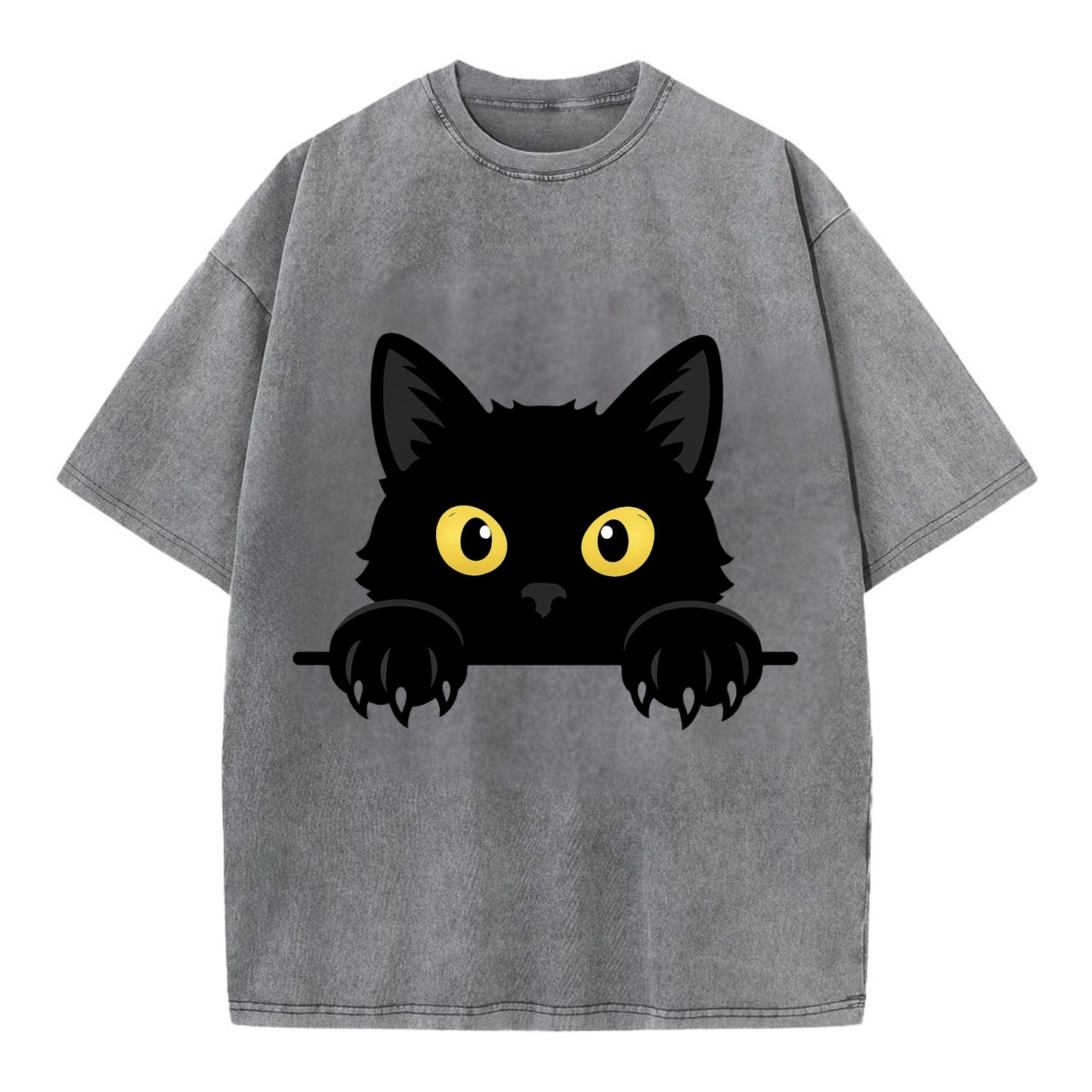 Black Cat - Vintage T-shirt - Grey