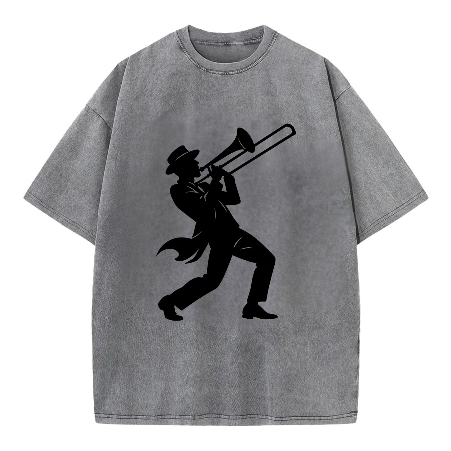 Trombone player jazz improvisation - Vintage T-shirt - Grey