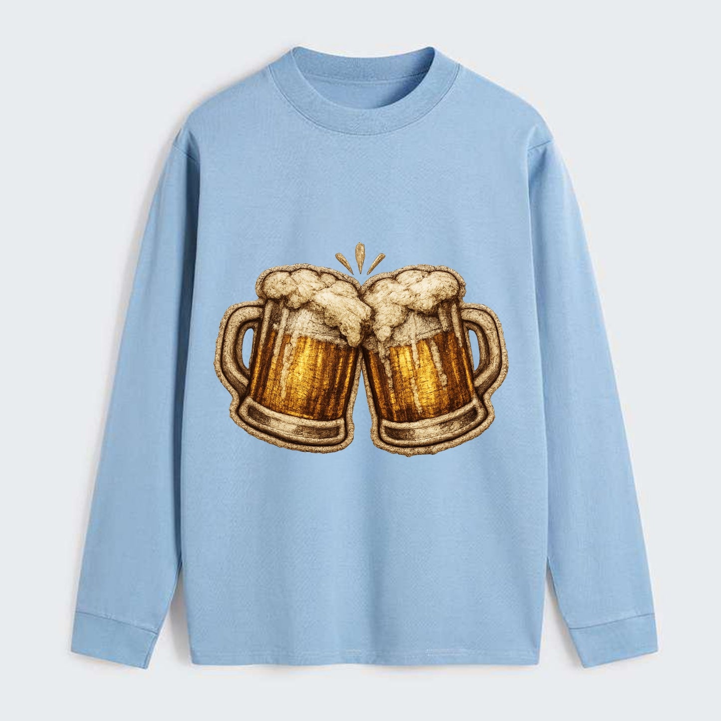 BEER MUG CHEERS - frosty beer stein in gold and amber , brewery - Classic Long Sleeve Shirt - Light Blue
