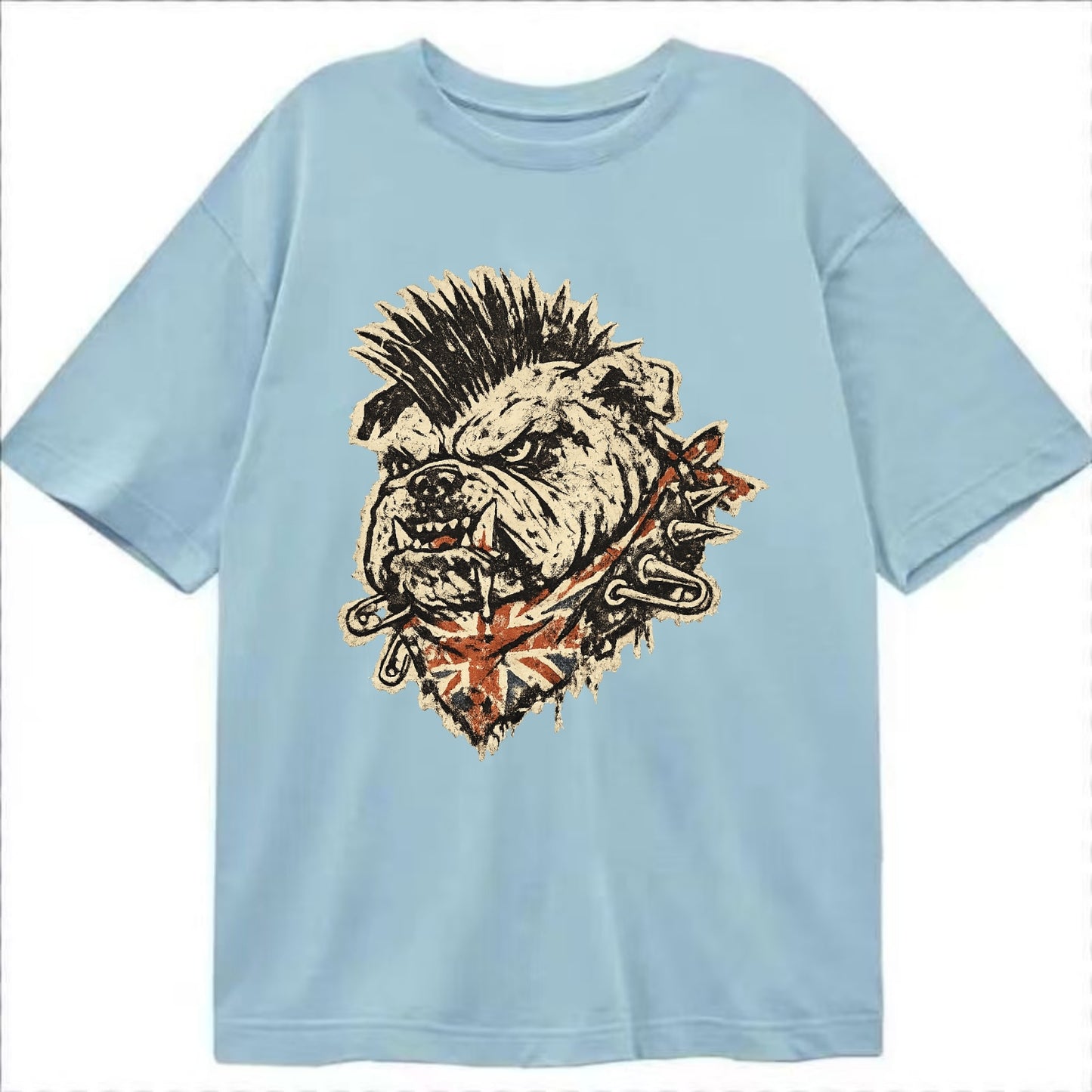 PUNK BULLDOG | British bulldog with mohawk | Safety pins through collar | Union - Classic T-shirt - Light Blue