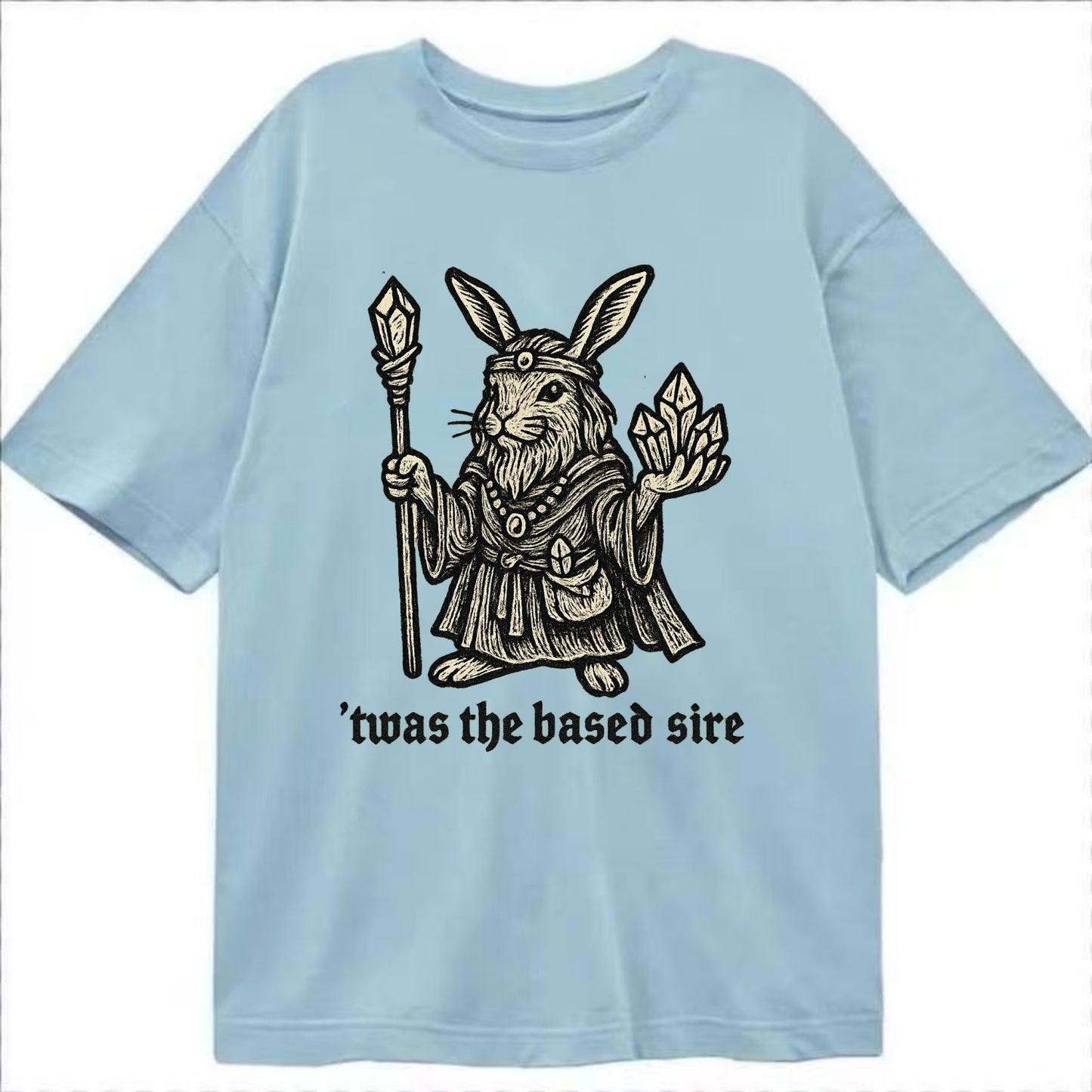 Crystals Healing Hippie Rabbit - Classic T-shirt - Light Blue