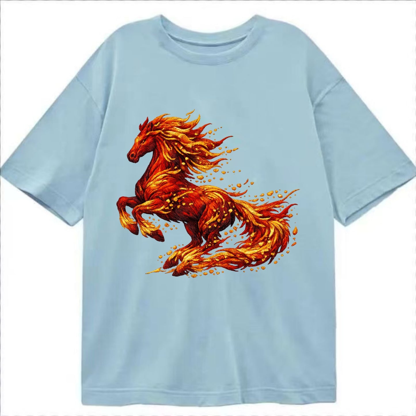 EMBER RISING | Sparks forming into horse shape | Particles of fire | Energy - Classic T-shirt - Light Blue
