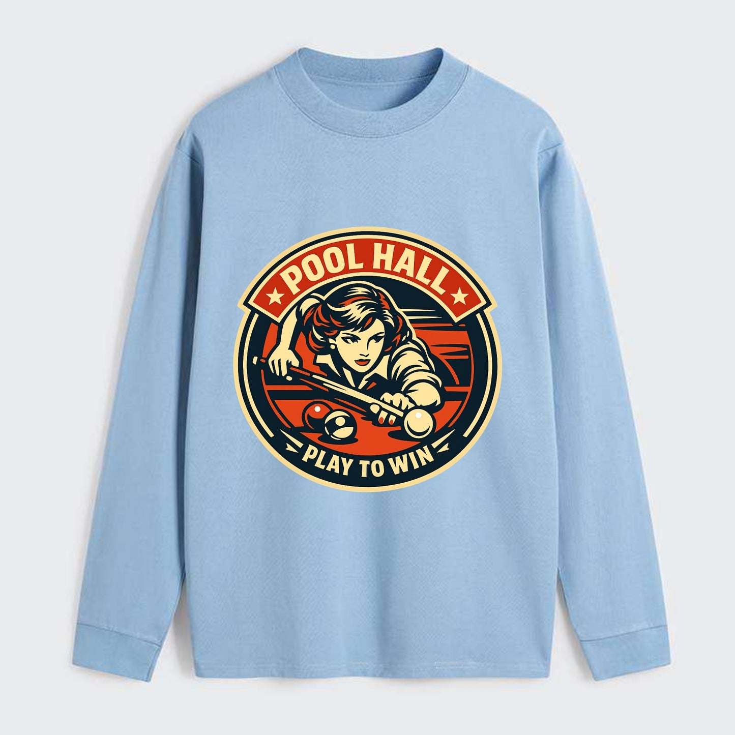 Cue Queen Emblem - Classic Long Sleeve Shirt - Light Blue