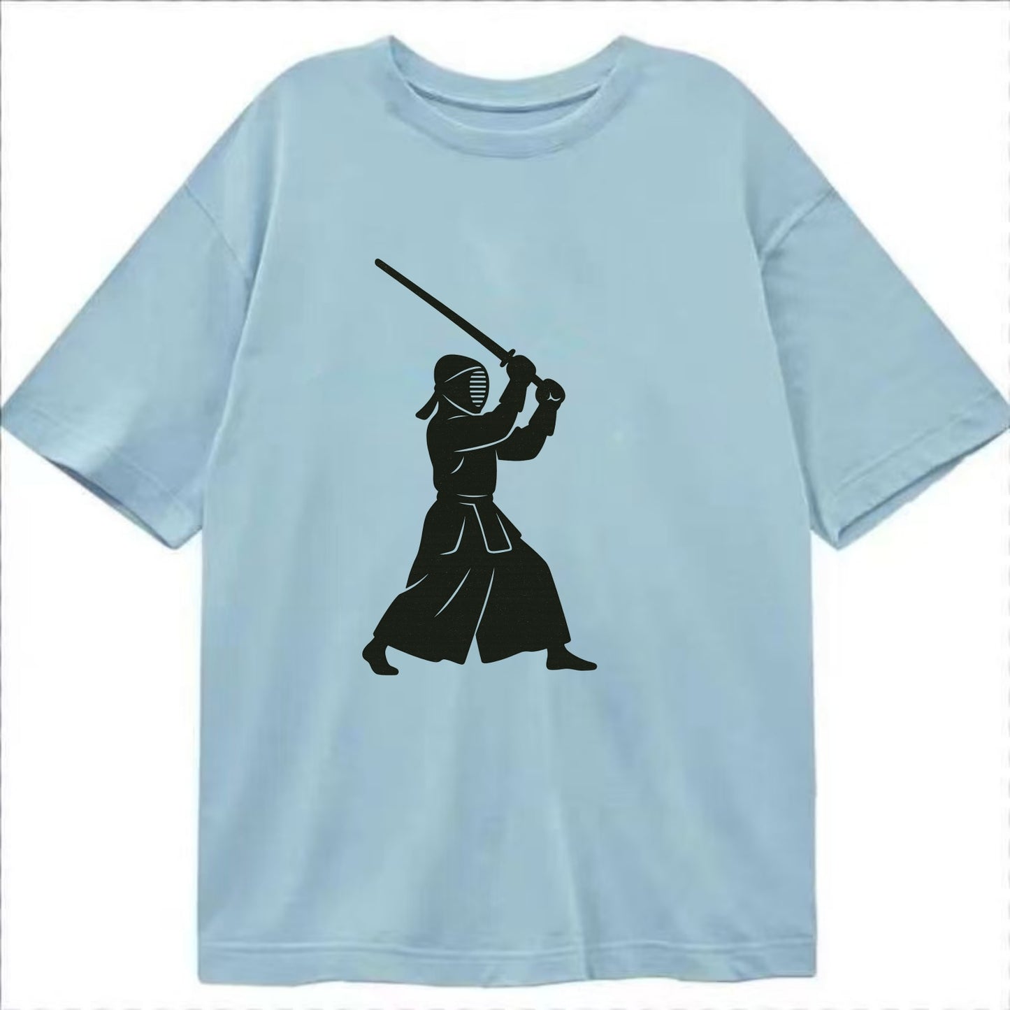 Kendo swordsman in striking stance - Classic T-shirt - Light Blue