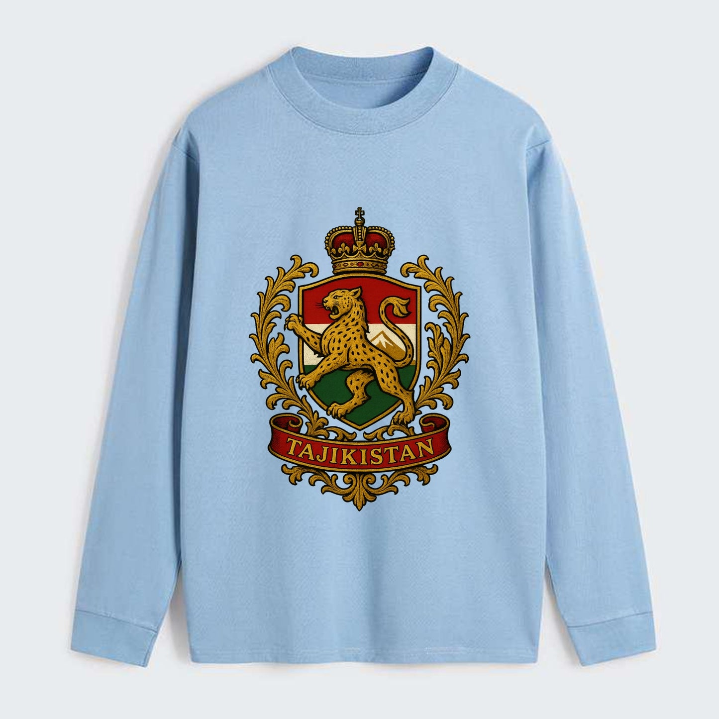 Tajikistan Heritage Badge - Classic Long Sleeve Shirt - Light Blue