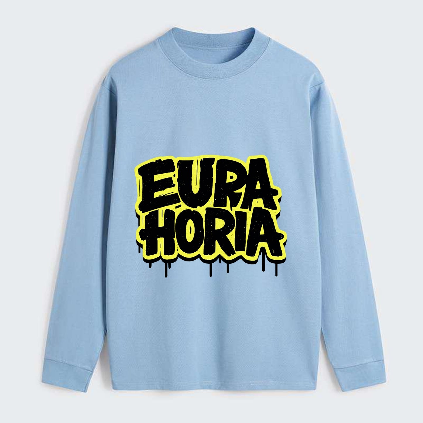 Bold typography design - "EUPHORIA" - intense happiness, ecstasy - Classic Long Sleeve Shirt - Light Blue