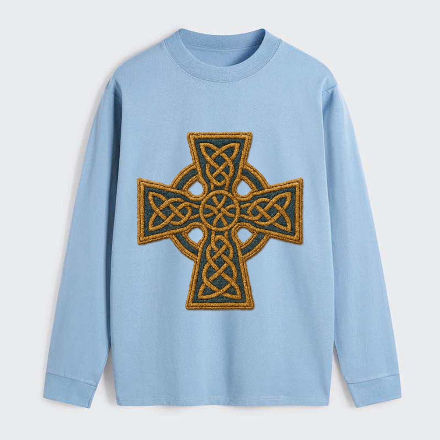 Book Of Kells Cross - Classic Long Sleeve Shirt - Light Blue
