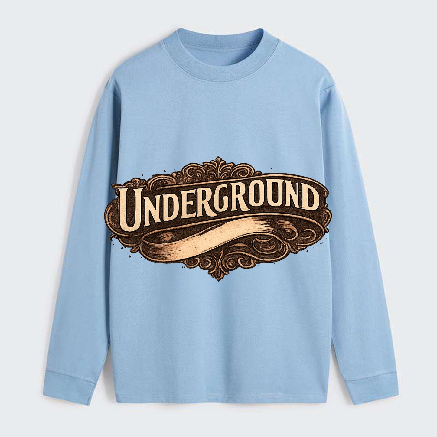 Bold typography design - "UNDERGROUND" - hidden scene, alternative - Classic Long Sleeve Shirt - Light Blue