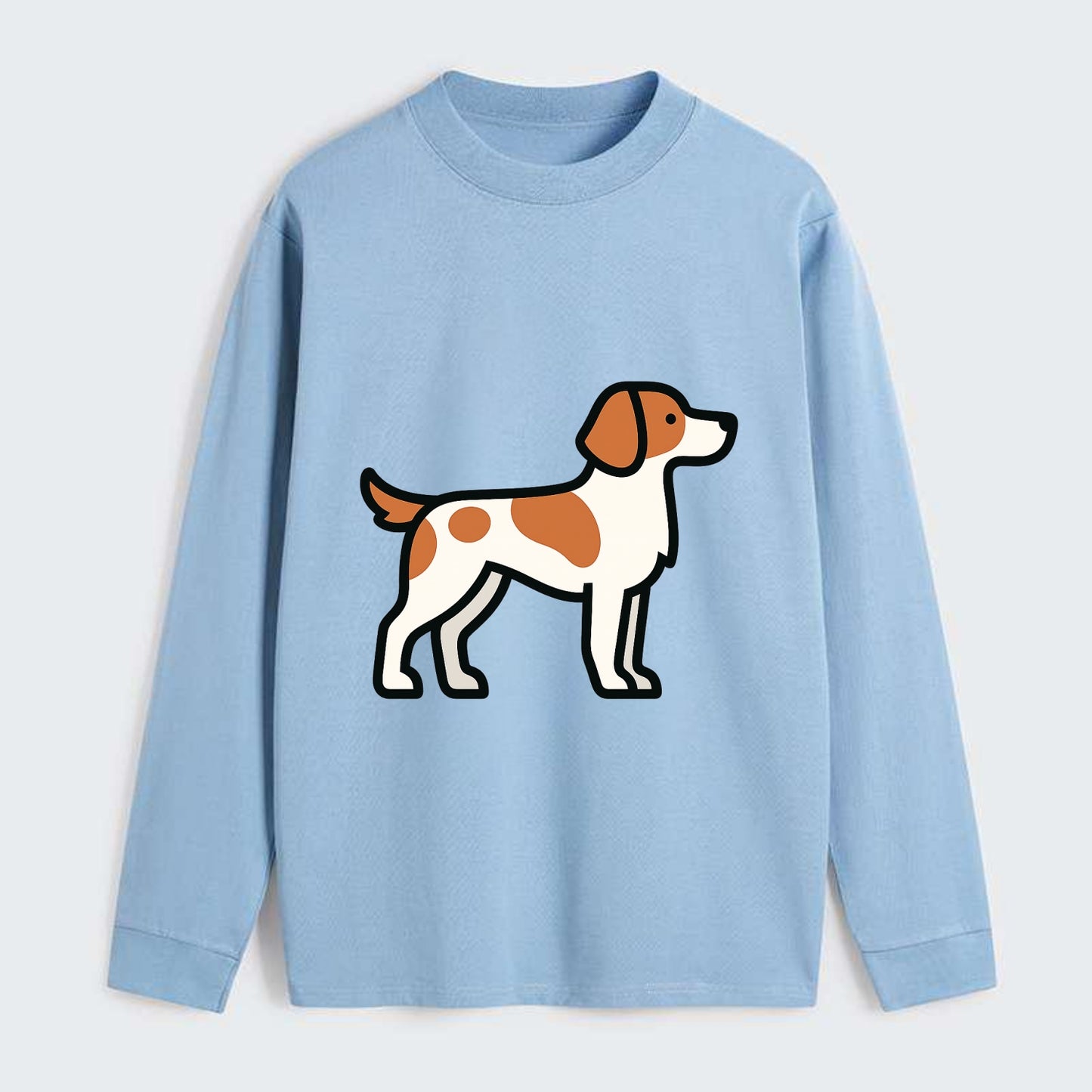 Brittany Spaniel - Orange and white flat side profile - Classic Long Sleeve Shirt - Light Blue