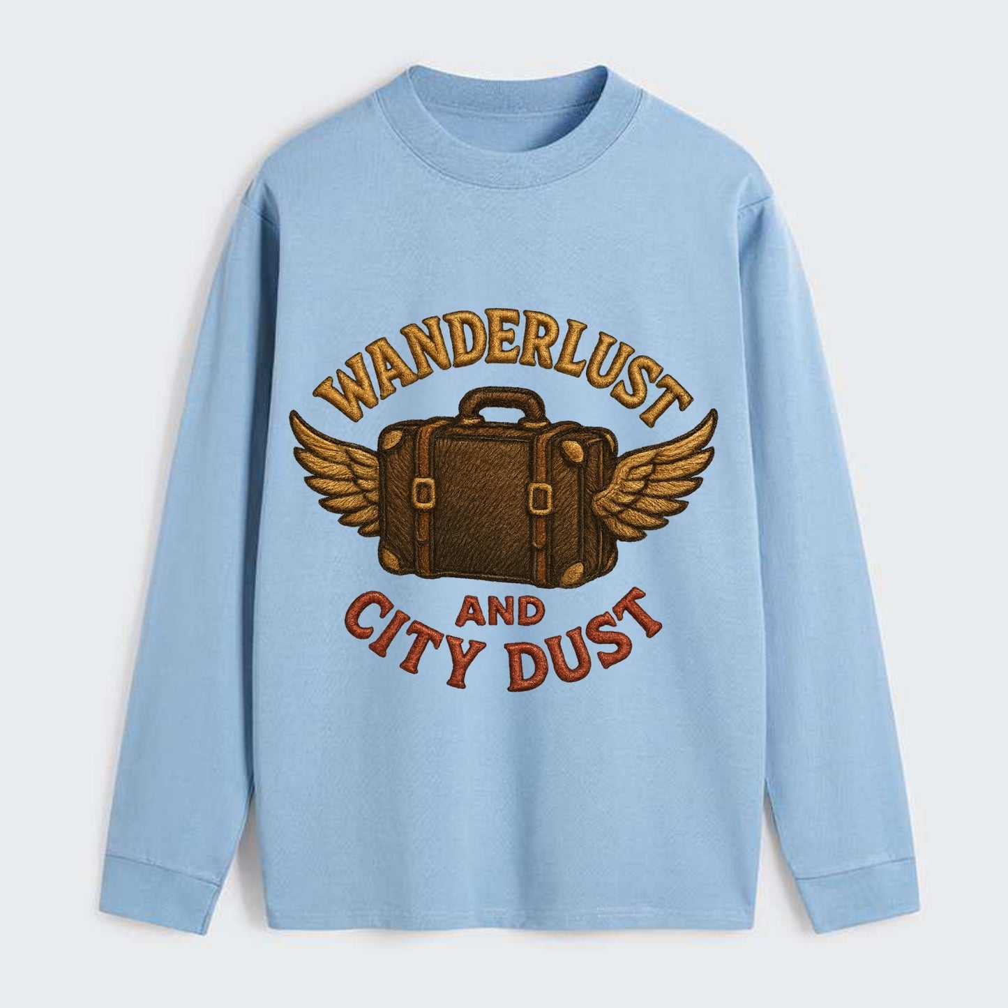 Wanderlust And City Dust - Classic Long Sleeve Shirt - Light Blue