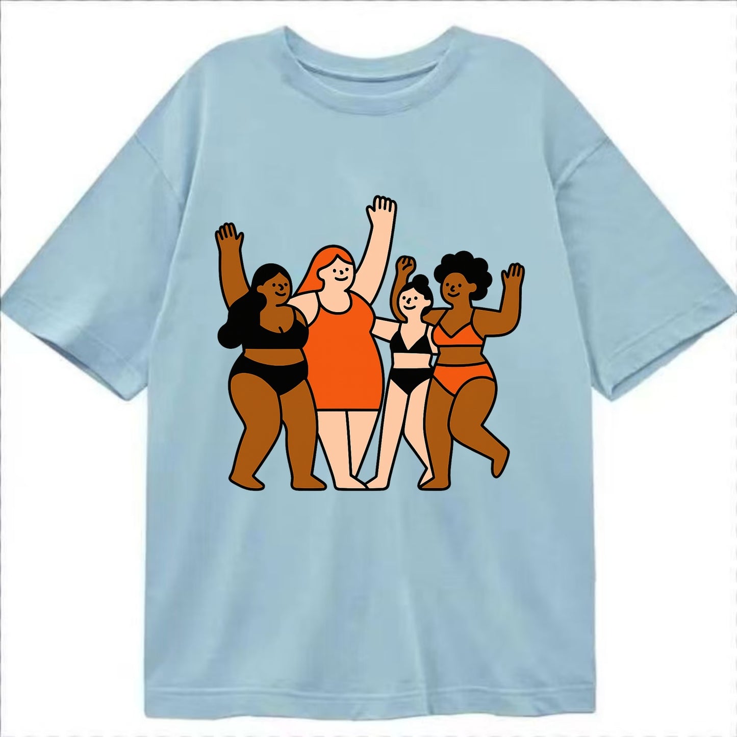 Diverse body types celebrating together - body positivity movement, all bodies - Classic T-shirt - Light Blue