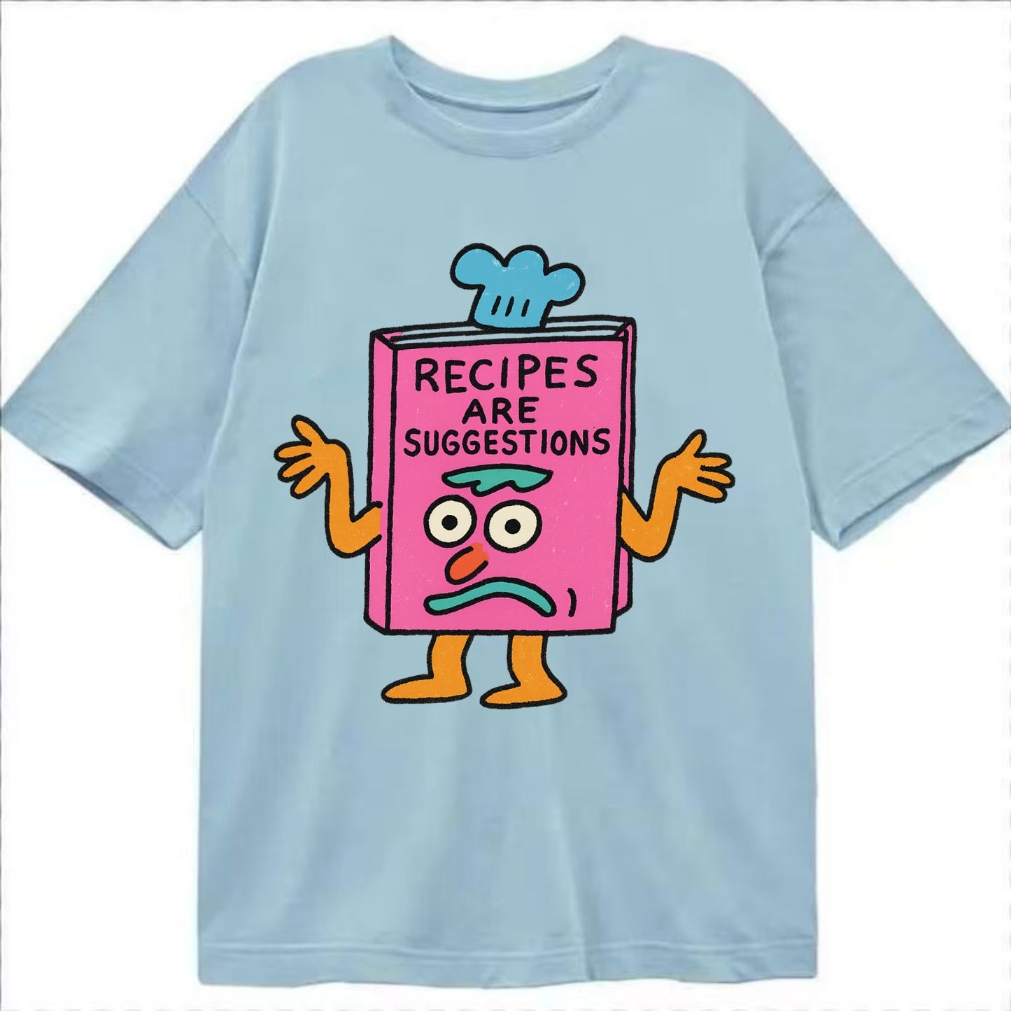 RECIPES ARE SUGGESTIONS | Cookbook shrugging - Classic T-shirt - Light Blue
