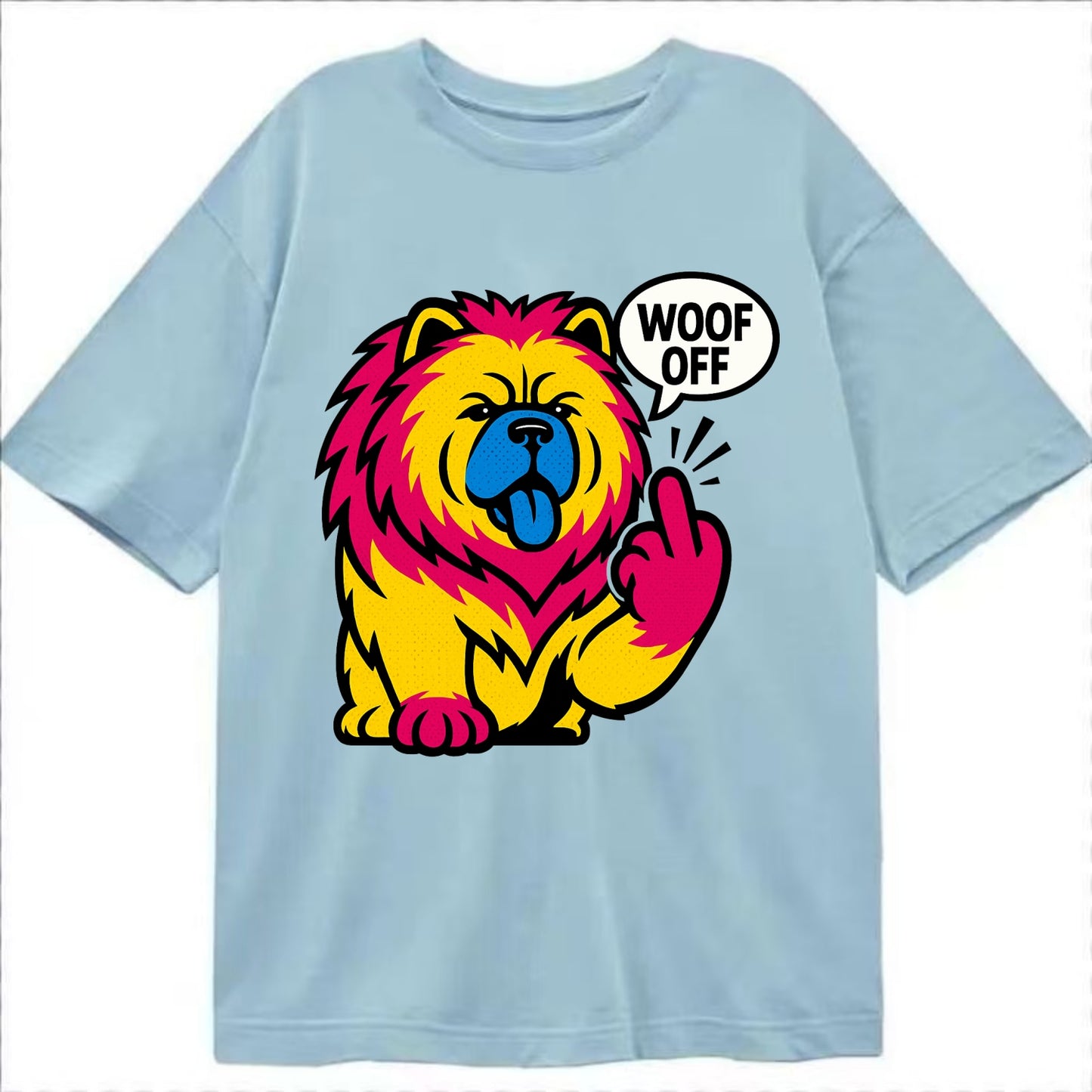 Chow Chow with lion mane and blue-black tongue, fluffy dignified paw up with sass - Classic T-shirt - Light Blue