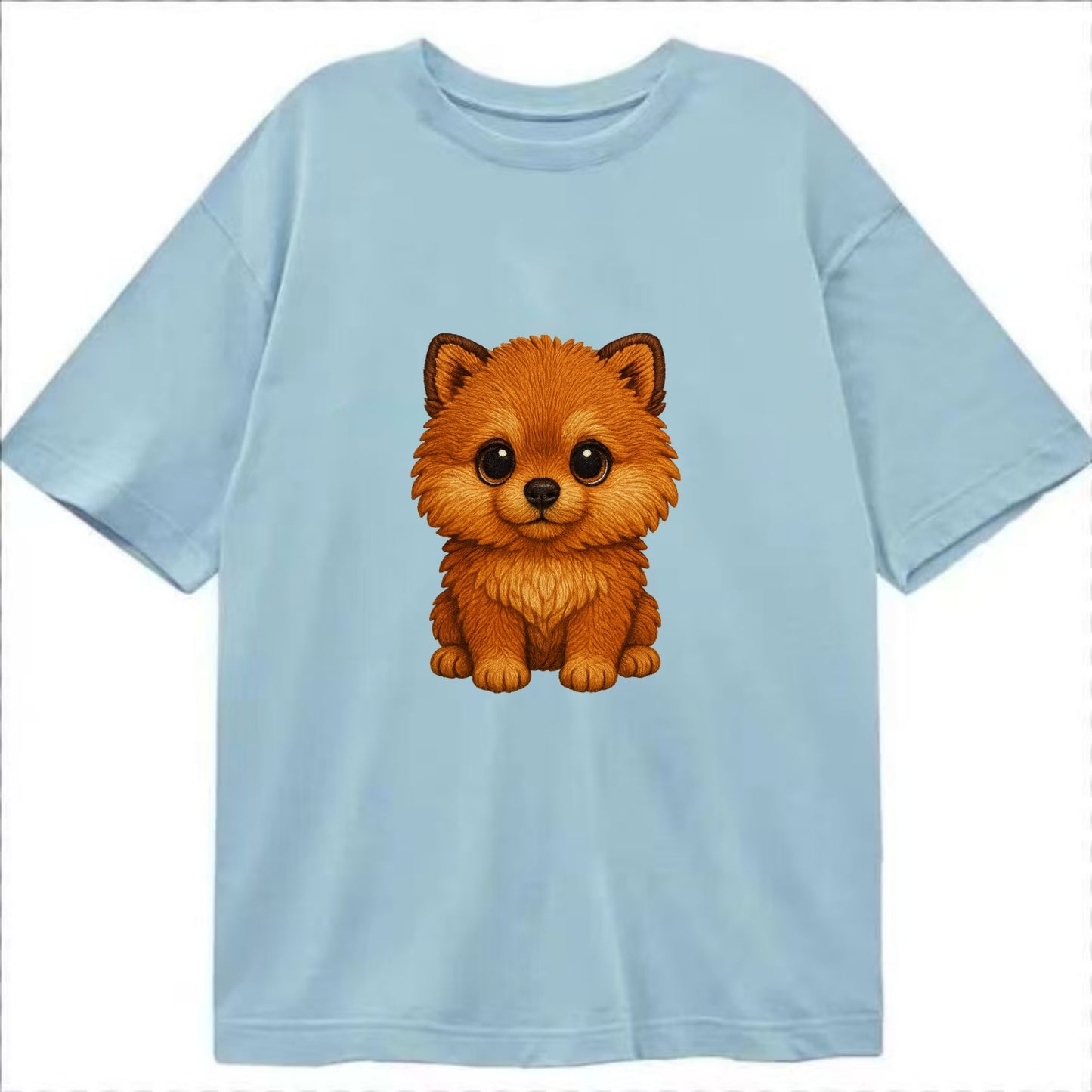 Baby Pomeranian Puppy - fluffy orange ball, fox face, tiny body, bright eyes, - Classic T-shirt - Light Blue