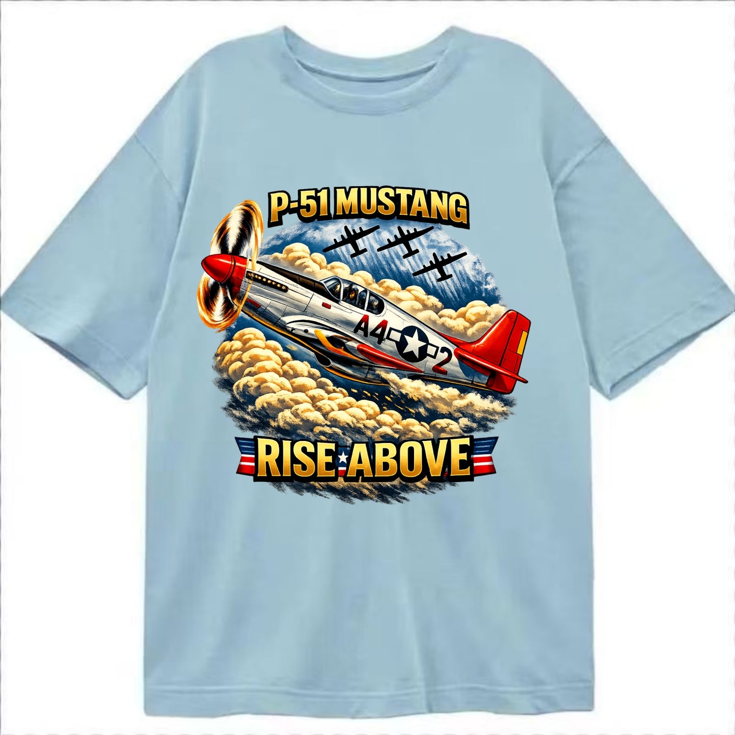 P 51 Mustang Rise Above - Classic T-shirt - Light Blue