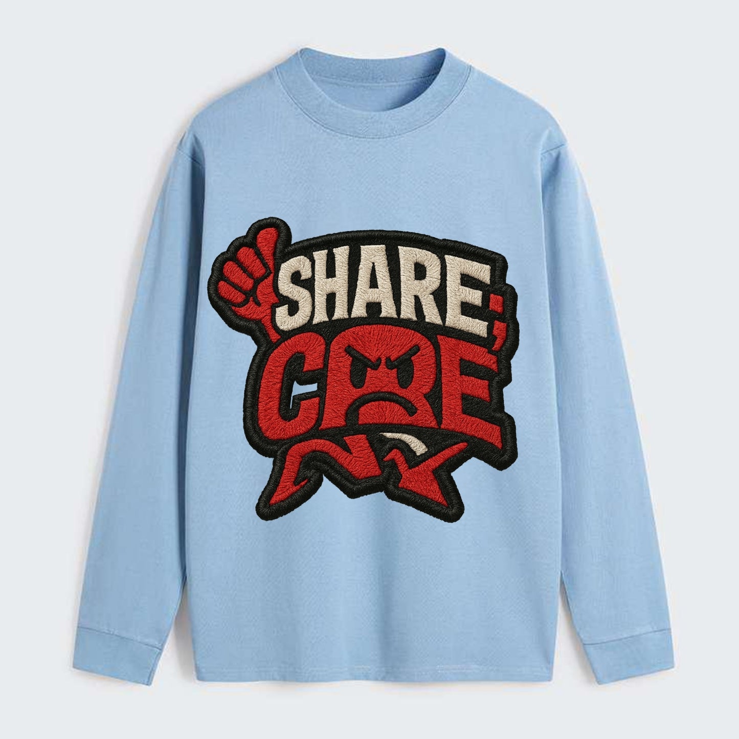 SHARE;CARE TOO MUCH Oversharer Green Hat - Classic Long Sleeve Shirt - Light Blue