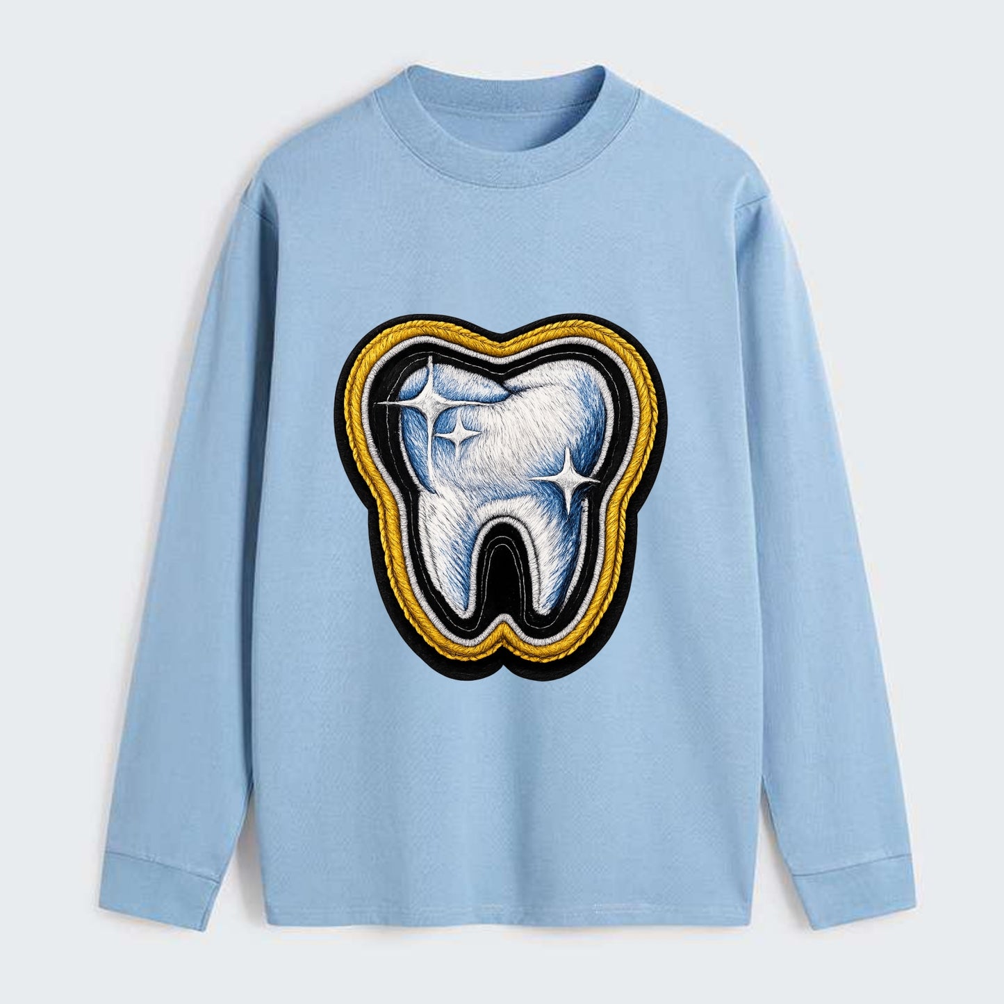 DENTAL TOOTH - molar with sparkle in white and blue , dentist - Classic Long Sleeve Shirt - Light Blue