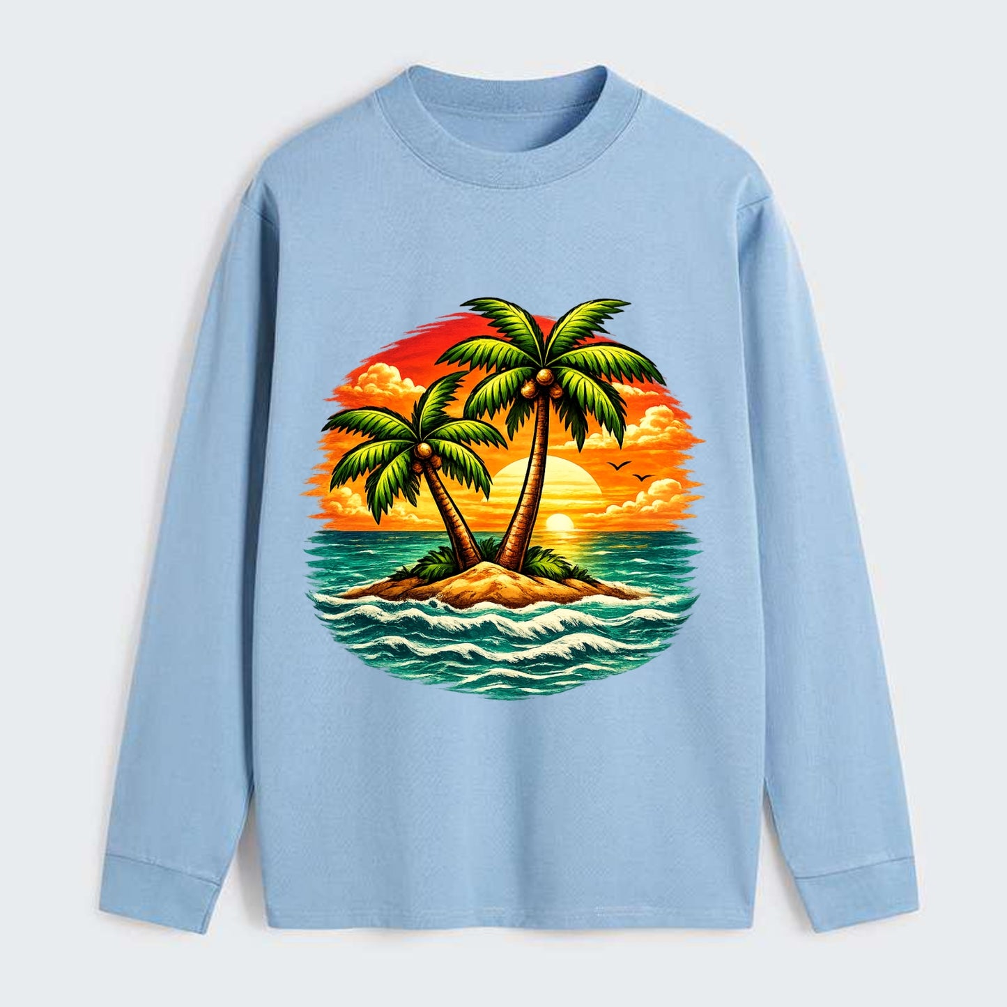 Tropical Island - Classic Long Sleeve Shirt - Light Blue