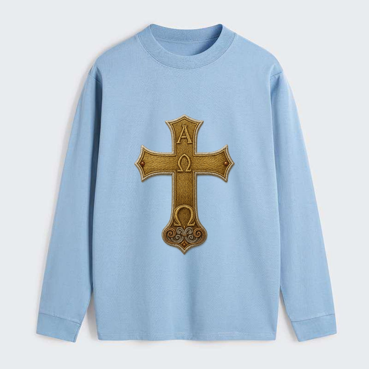 Alpha Omega Cross - Classic Long Sleeve Shirt - Light Blue