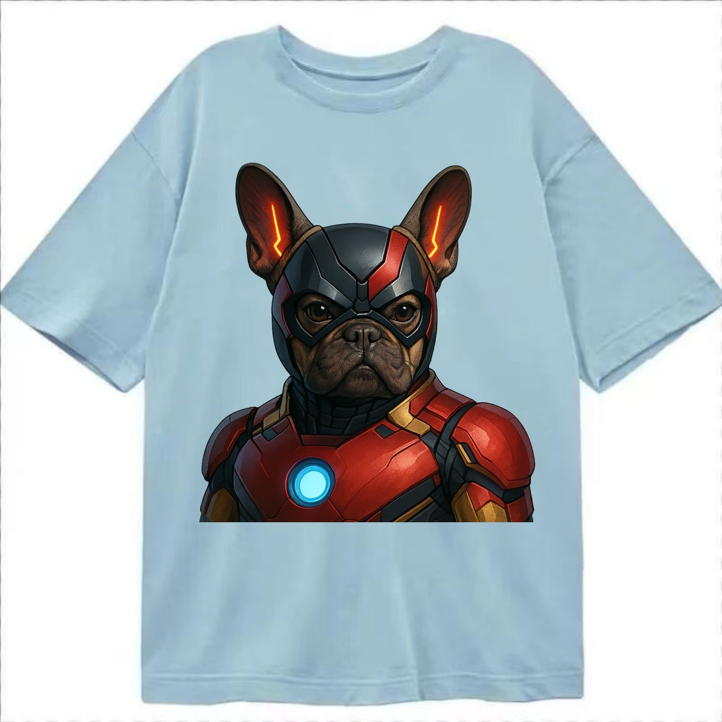 French Bulldog Iron Man - Classic T-shirt - Light Blue